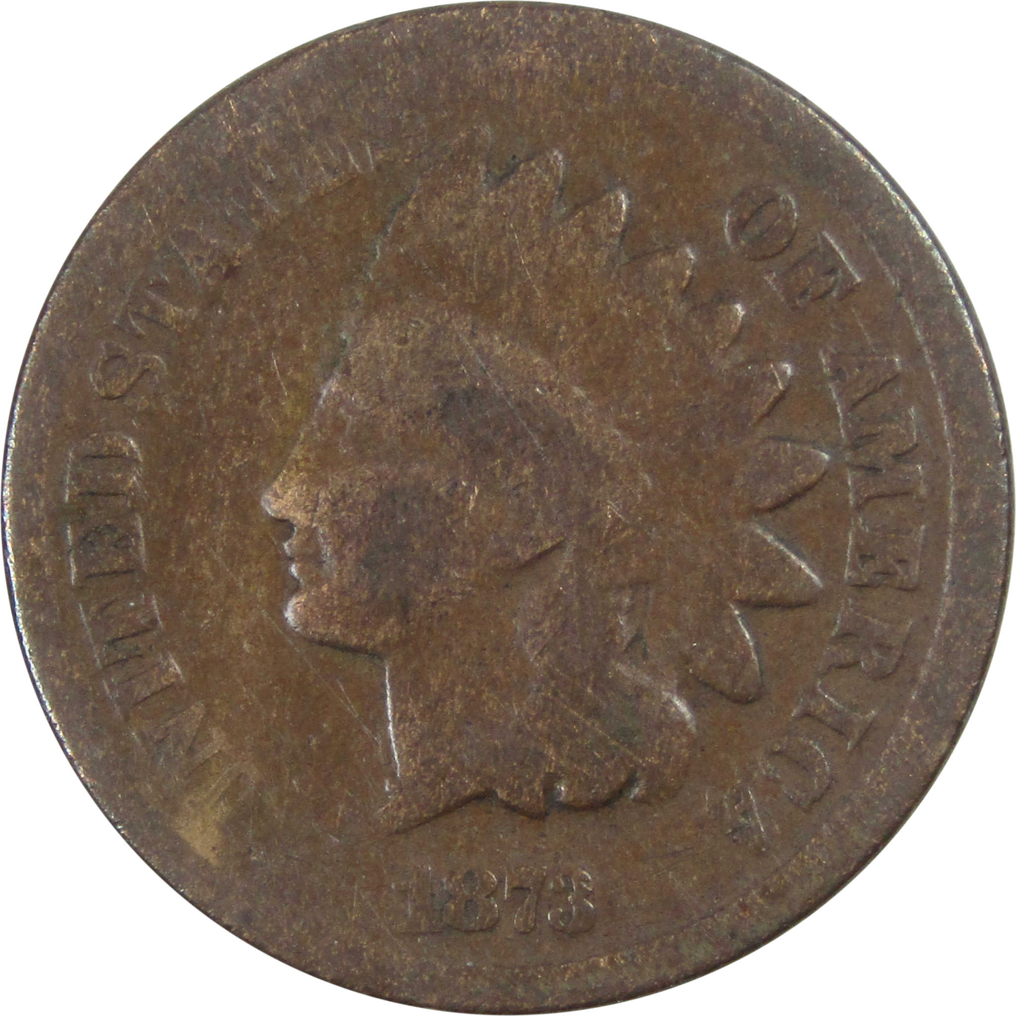 1873 Open 3 Indian Head Cent G Good Penny 1c Coin SKU:I14353