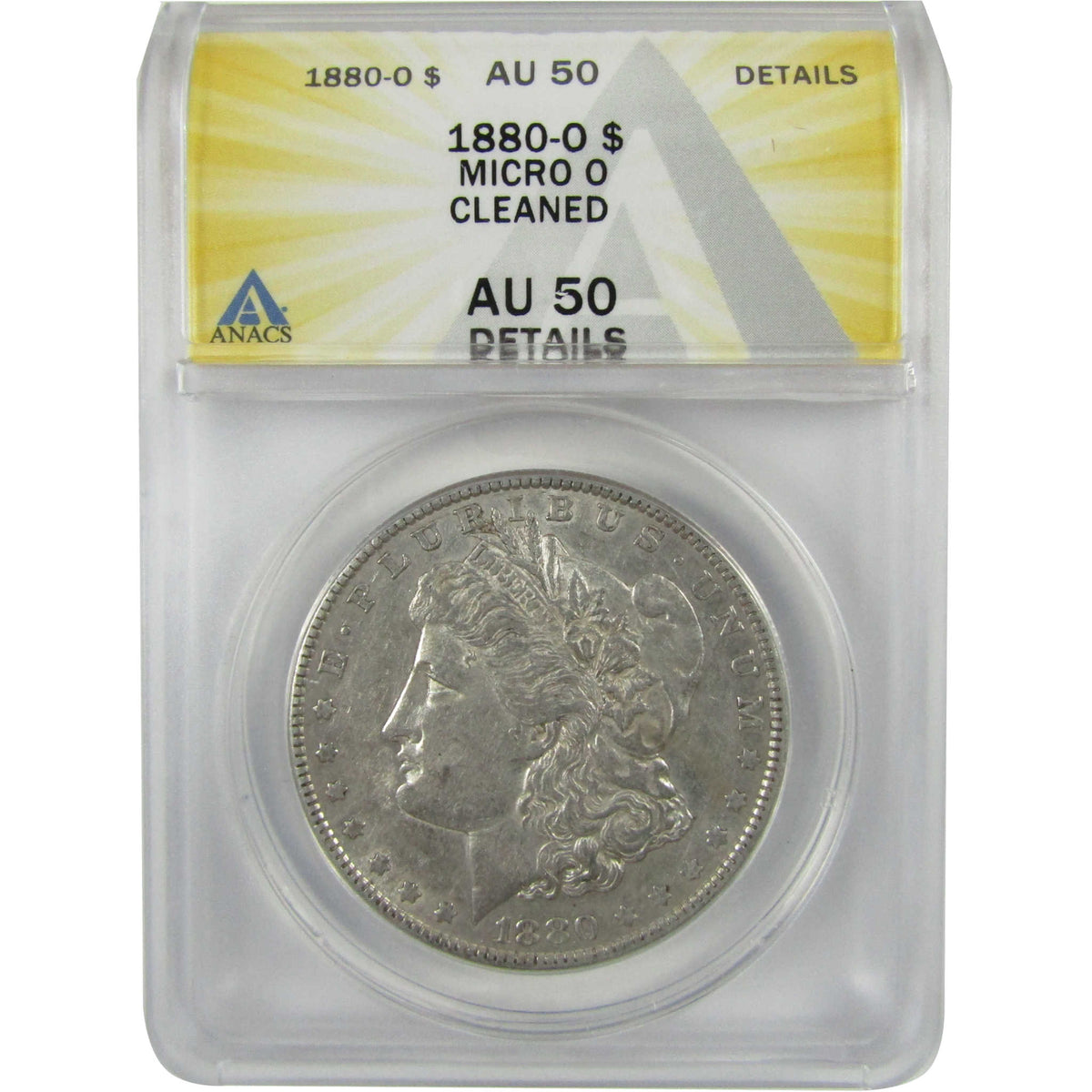 1880 O Micro O Morgan Silver Dollar AU 50 Details ANACS SKU:I28567