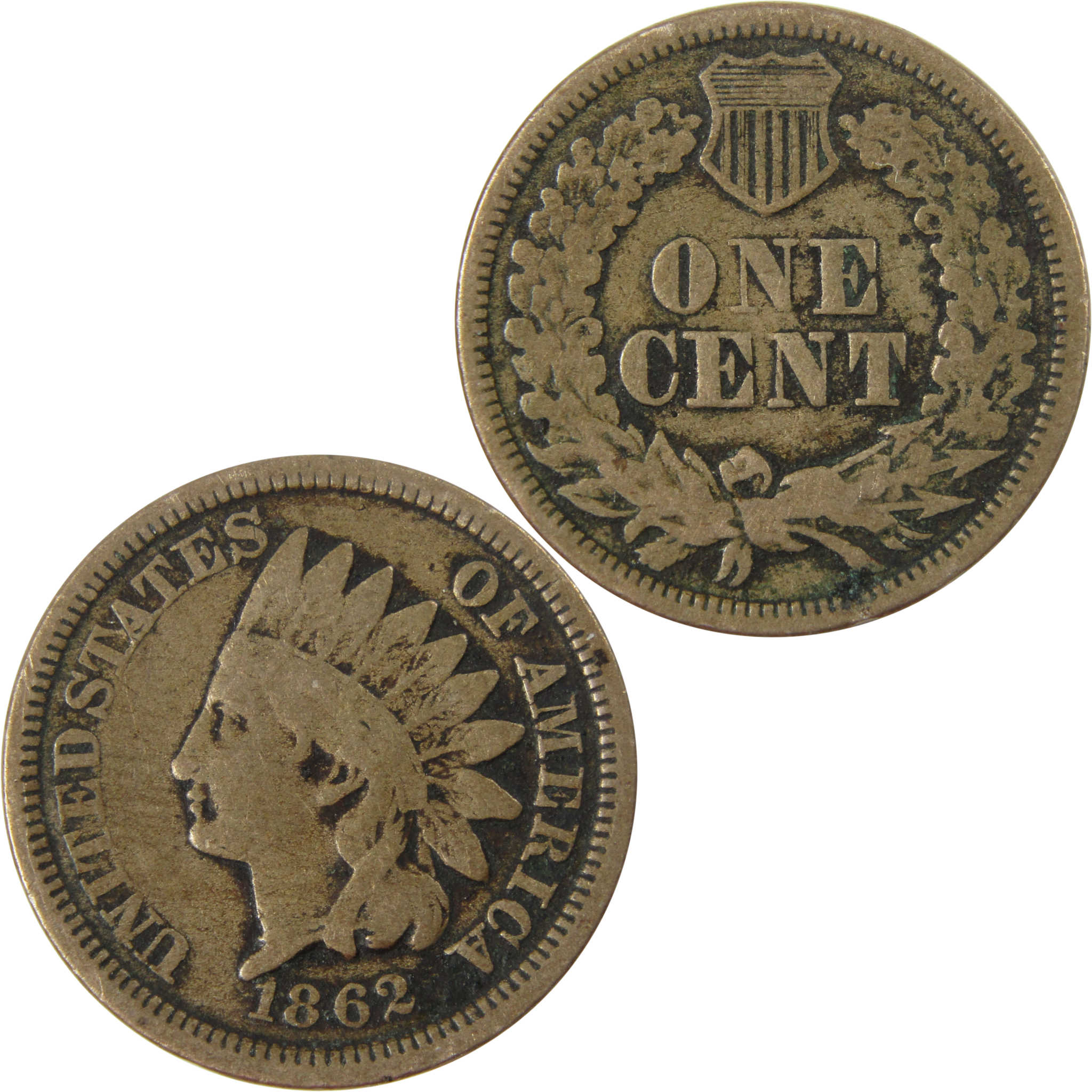 1862 Indian Head Cent VG Very Good Details Penny 1c Coin SKU:CP1240