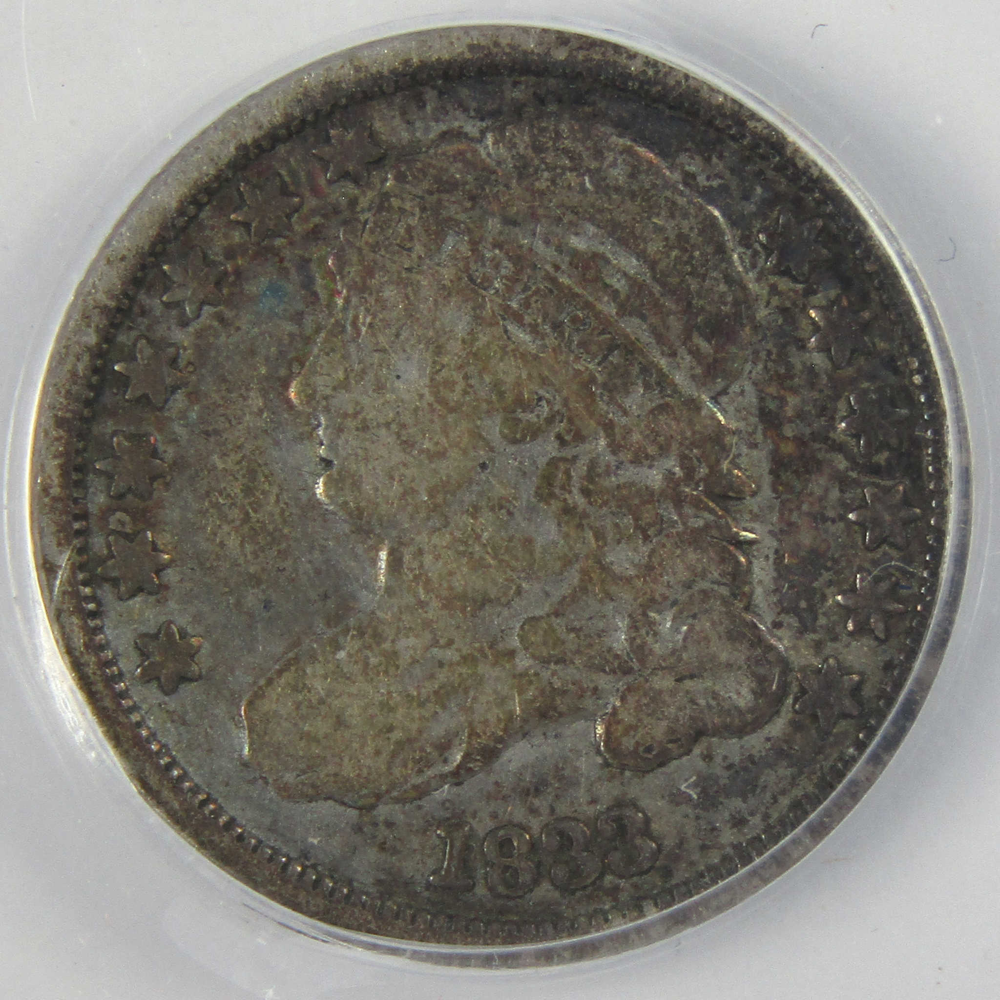 1833 Capped Bust Dime G 6 ANACS Silver 10c Coin SKU:I16296