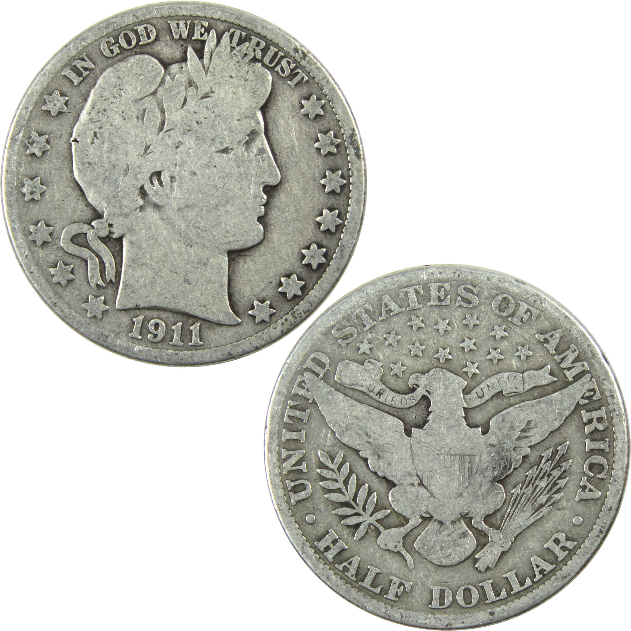 1911 Barber Half Dollar G Good Silver 50c Coin SKU:I13293