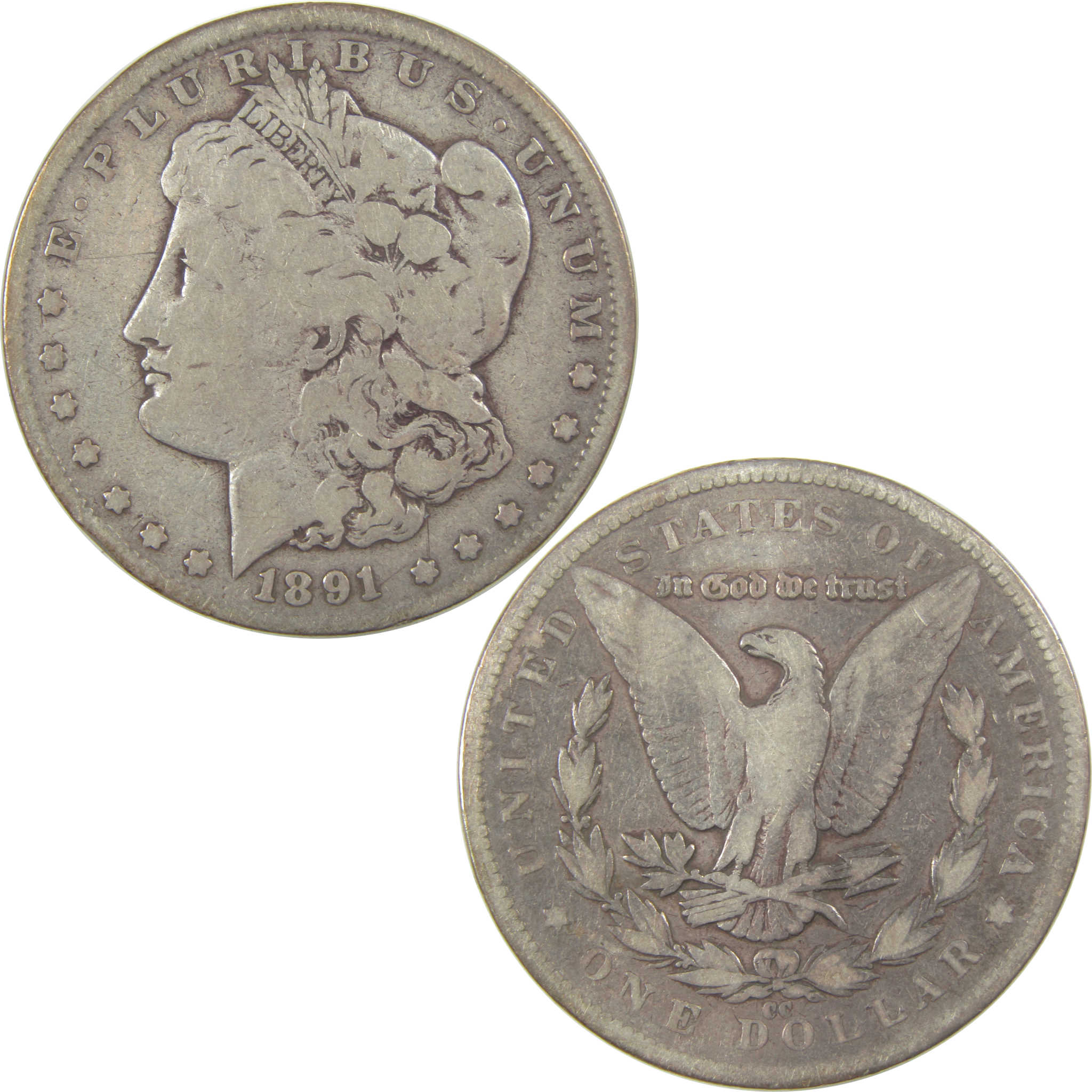 1891 CC Morgan Dollar VG Very Good Silver $1 Coin SKU:I22451 - Morgan coin - Morgan silver dollar - Morgan silver dollar for sale - Profile Coins &amp; Collectibles