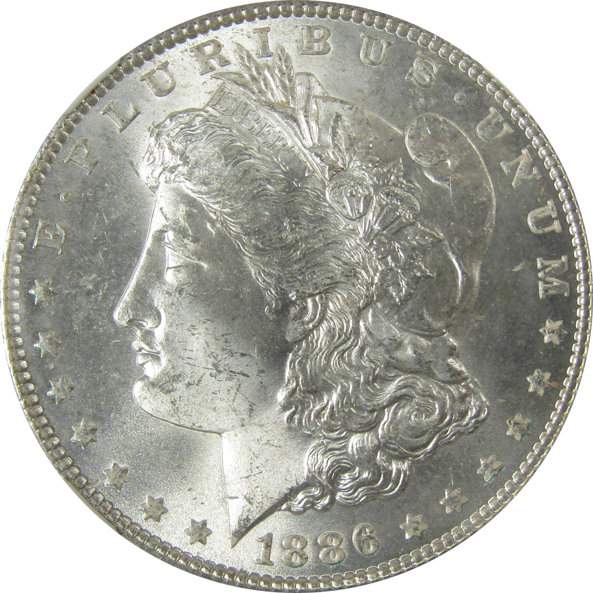 1886 Morgan Silver $1 MS 64 NGC $1 Coin Crescent Toned Rev SKU:CP434