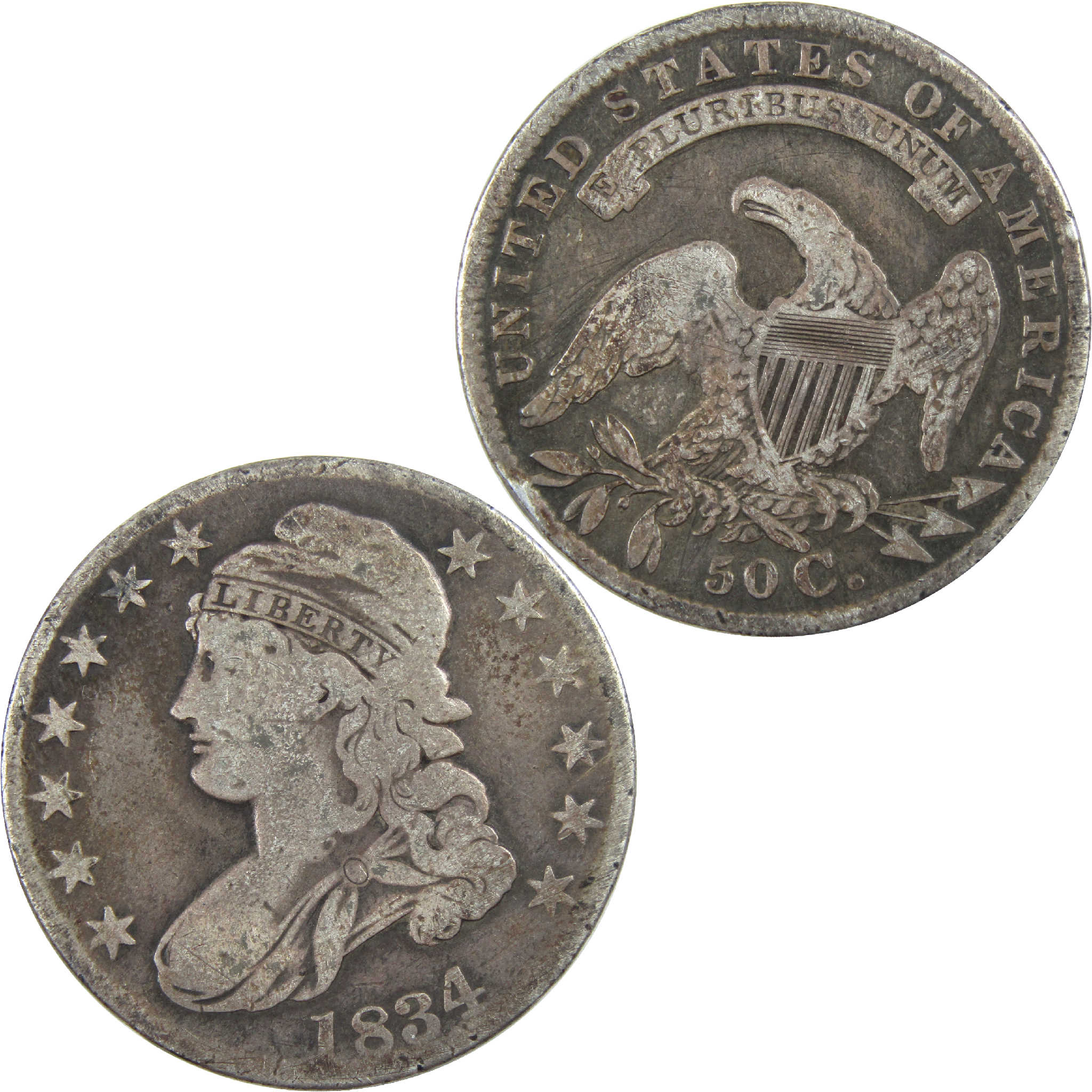 1834 Large Date & Letters Capped Bust Half Dollar AG Silver SKU:I11744