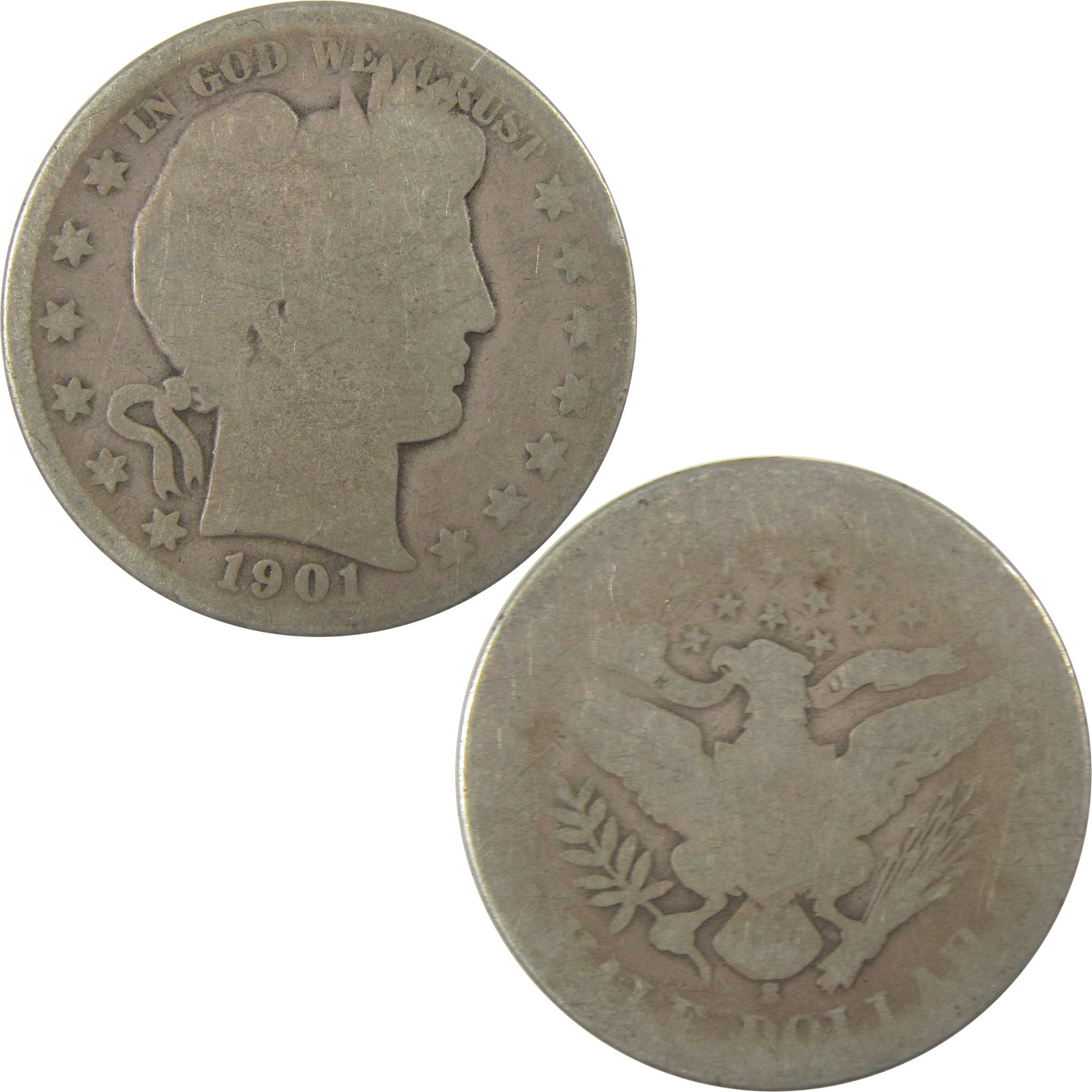 1901 S Barber Silver Half Dollar AG About Good 50c Coin SKU:I23386