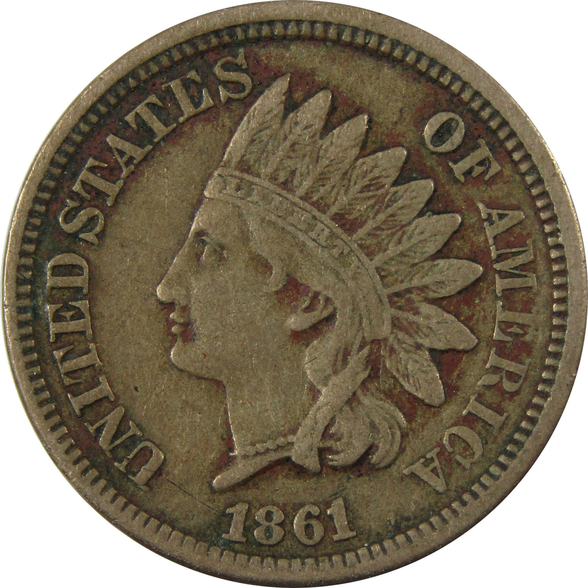 1861 Indian Head Cent VF Very Fine Penny 1c Coin SKU:CP1282