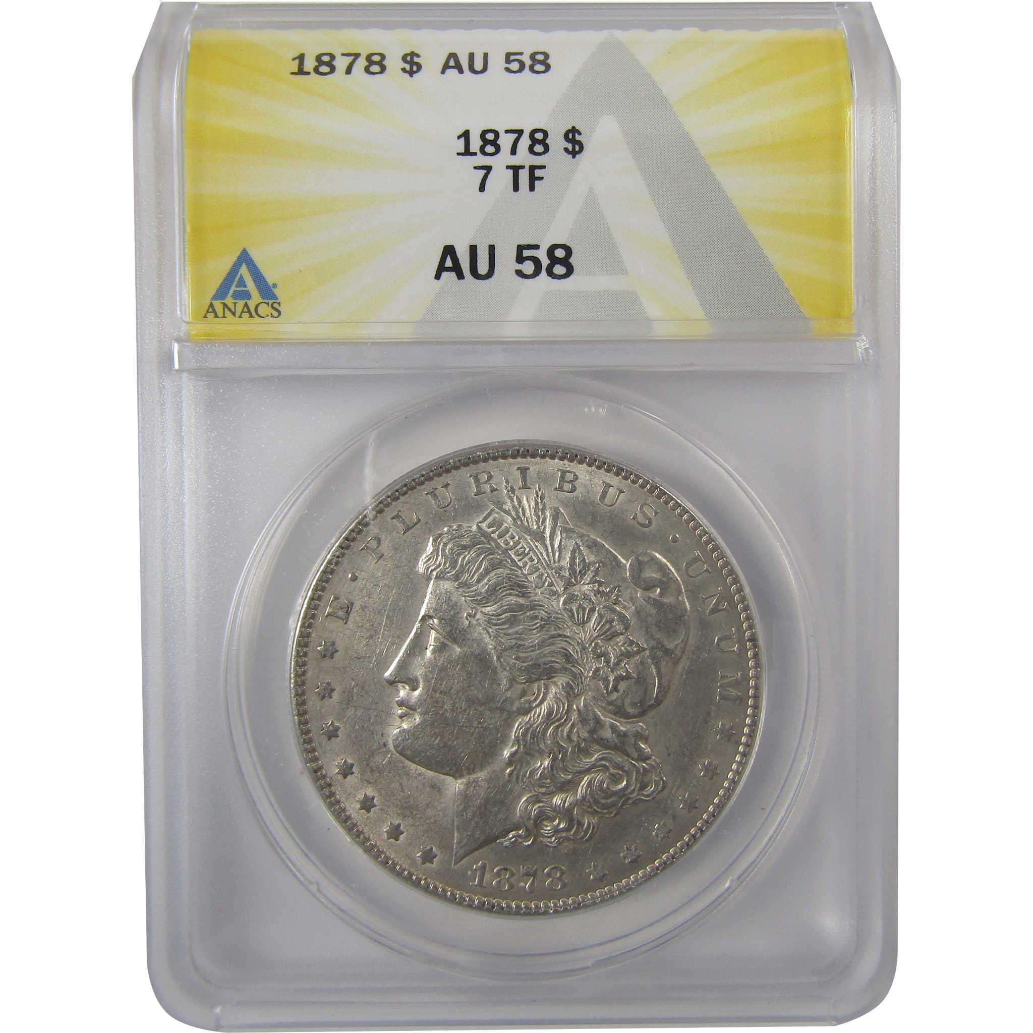 1878 7TF Rev 78 Morgan Silver Dollar AU 58 ANACS $1 Coin SKU:I24926 - Morgan coin - Morgan silver dollar - Morgan silver dollar for sale - Profile Coins &amp; Collectibles