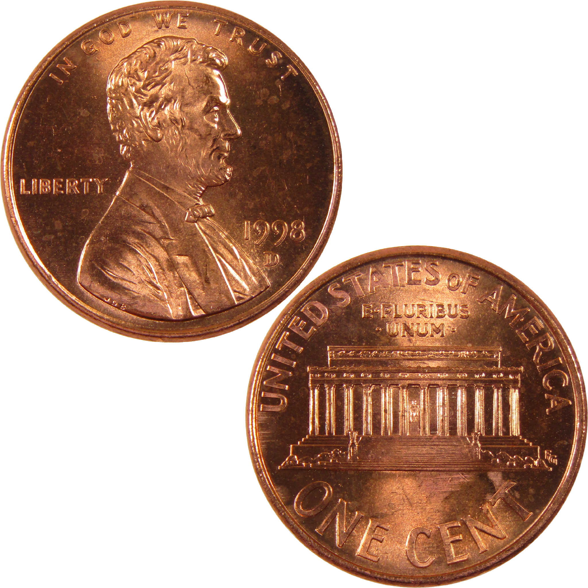 1998 D Lincoln Memorial Cent BU Uncirculated Penny 1c Coin