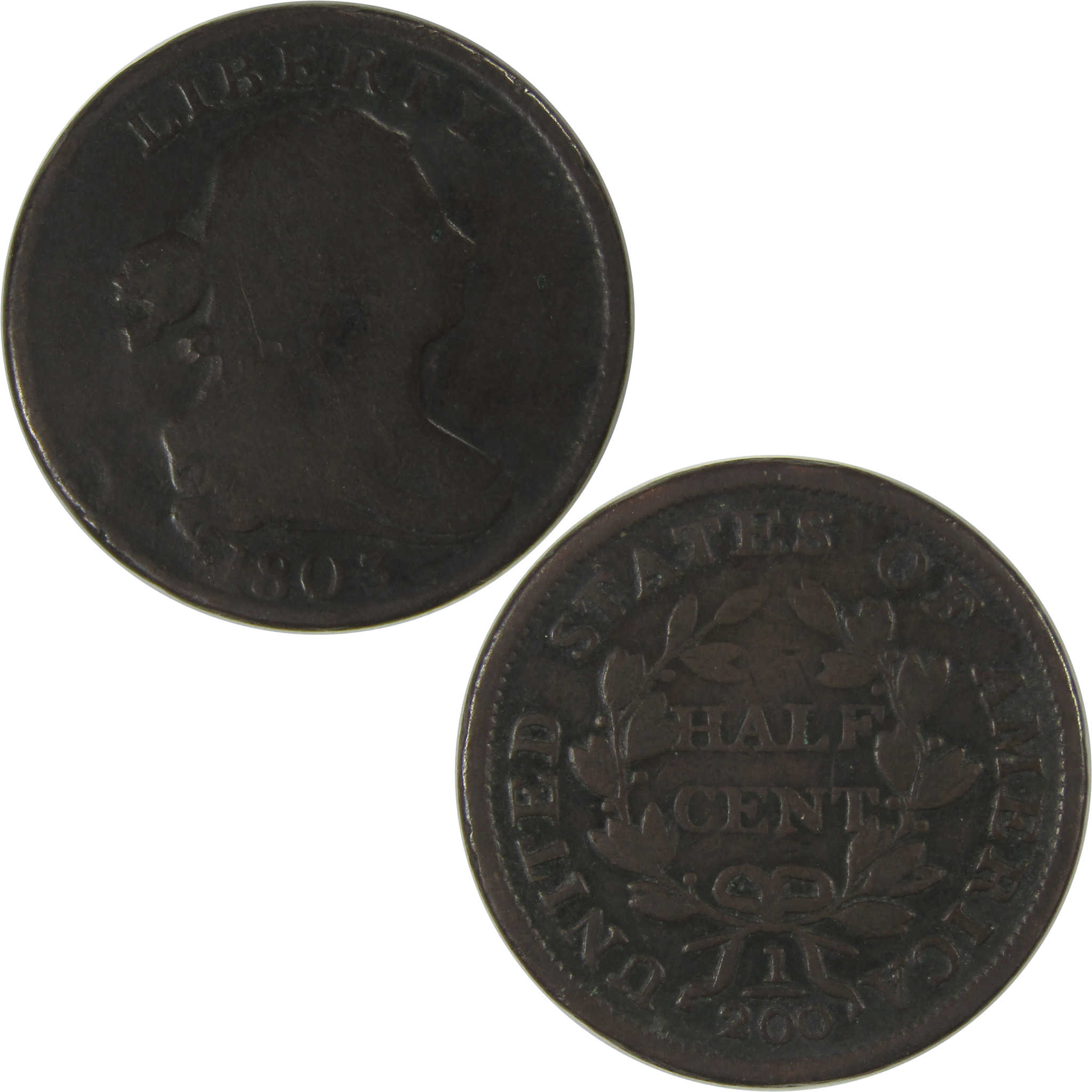 1803 Widely Spaced 3 Draped Bust Half Cent VG Very Good SKU:I22701