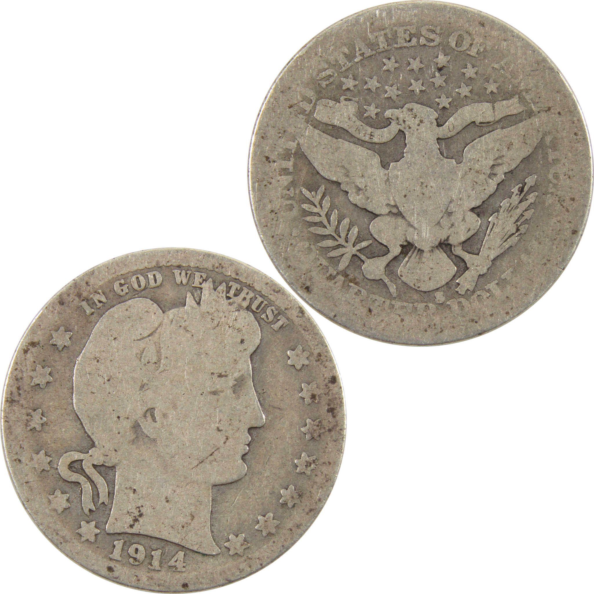 1914 S Barber Quarter AG About Good Silver 25c Coin SKU:I10930