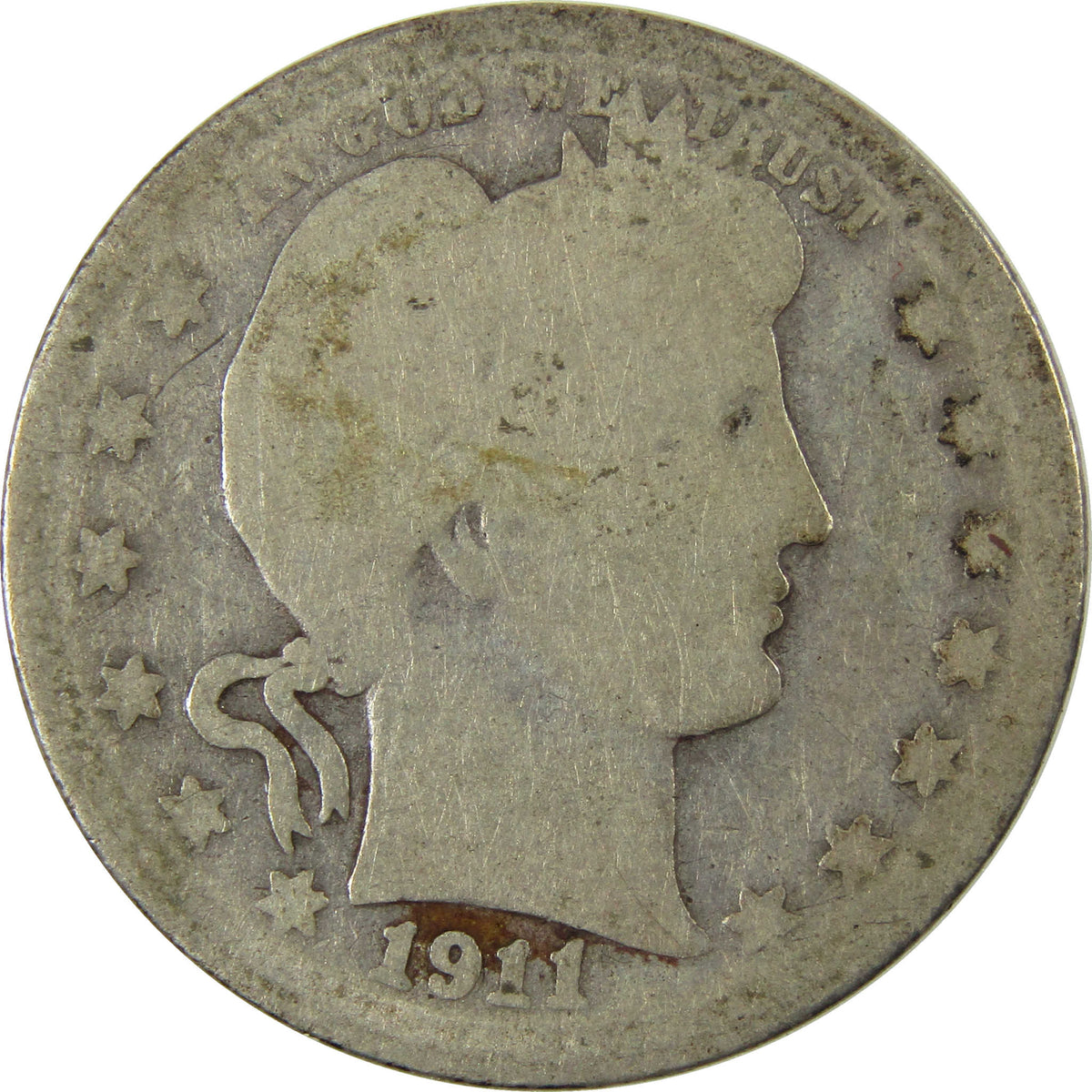 1911 D Barber Silver Quarter AG About Good Details 25c Coin SKU:I28526