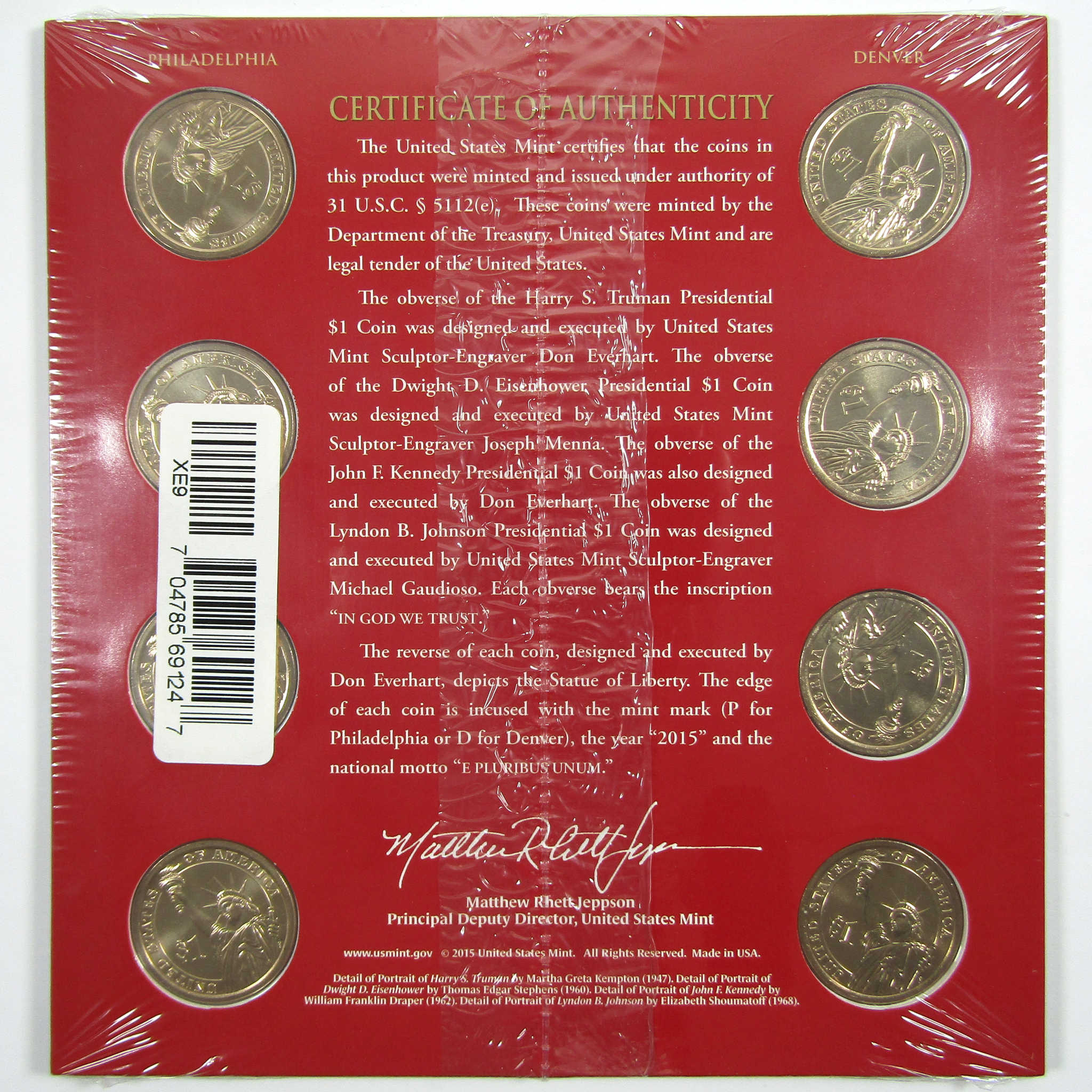 2015 P&D Presidential Dollar $1 Coin Uncirculated Set OGP SKU:CPC3898