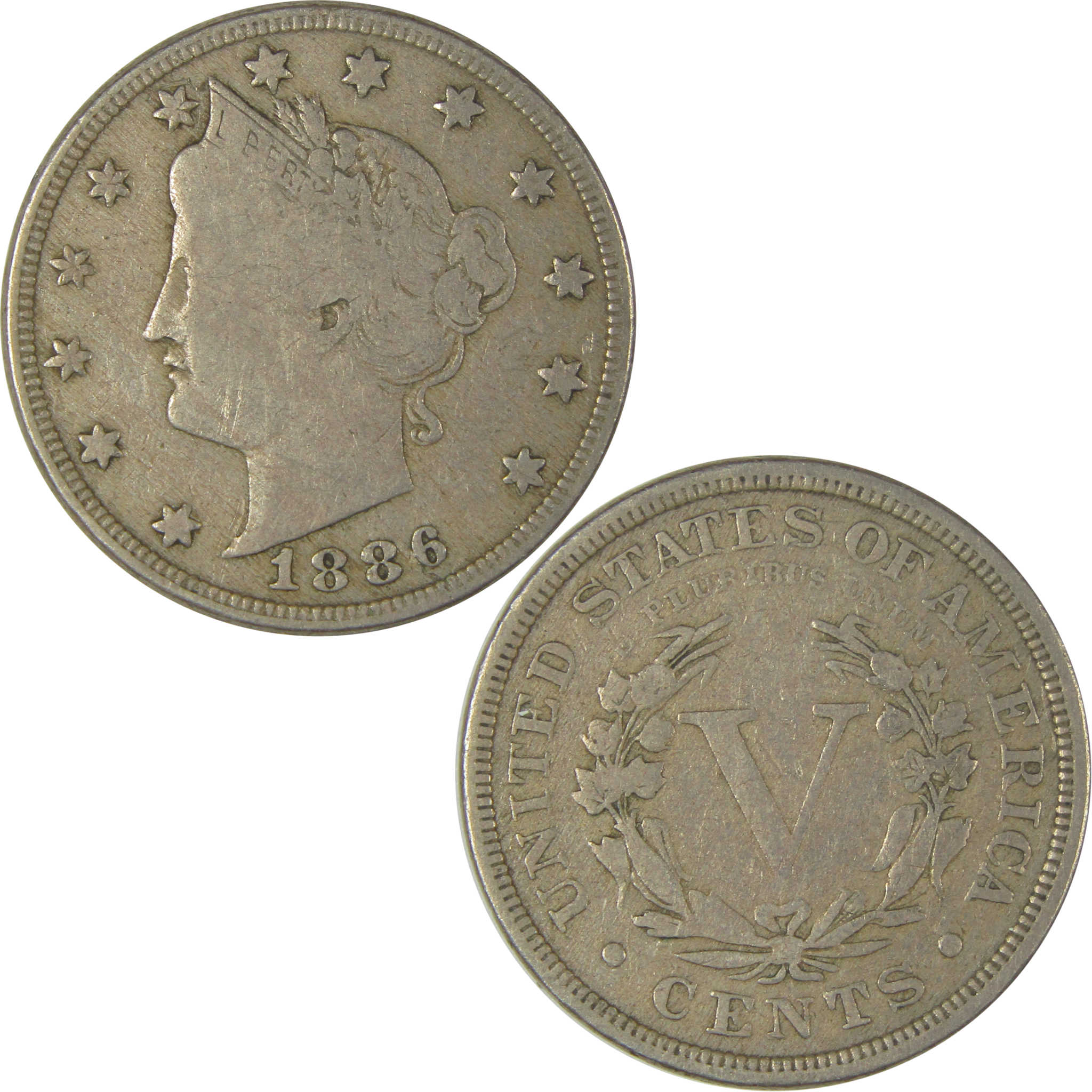 1886 Liberty Head V Nickel F Fine 5c Coin SKU:I22542