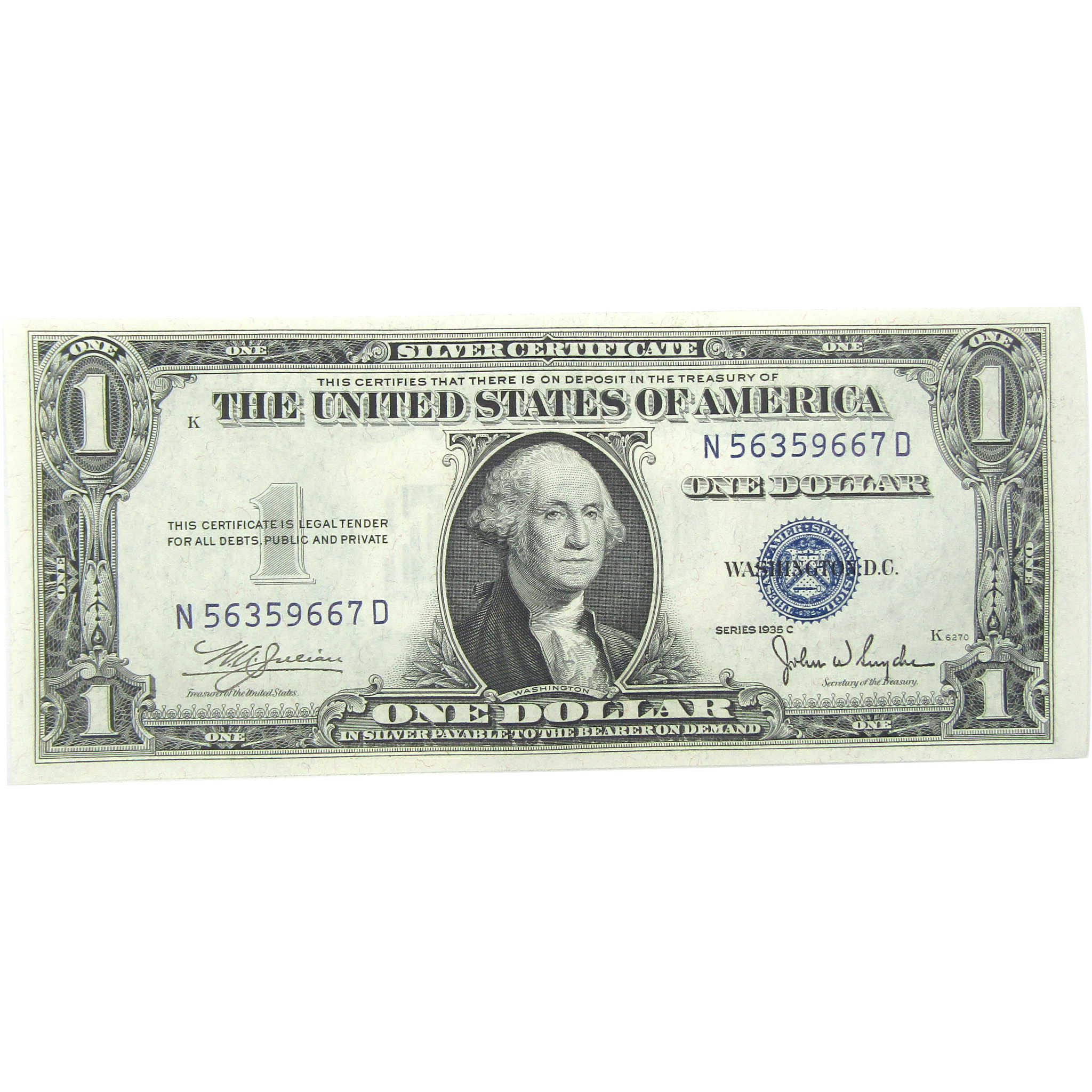 1935 C $1 Small Size Silver Certificate CU Crisp Uncirculated Currency