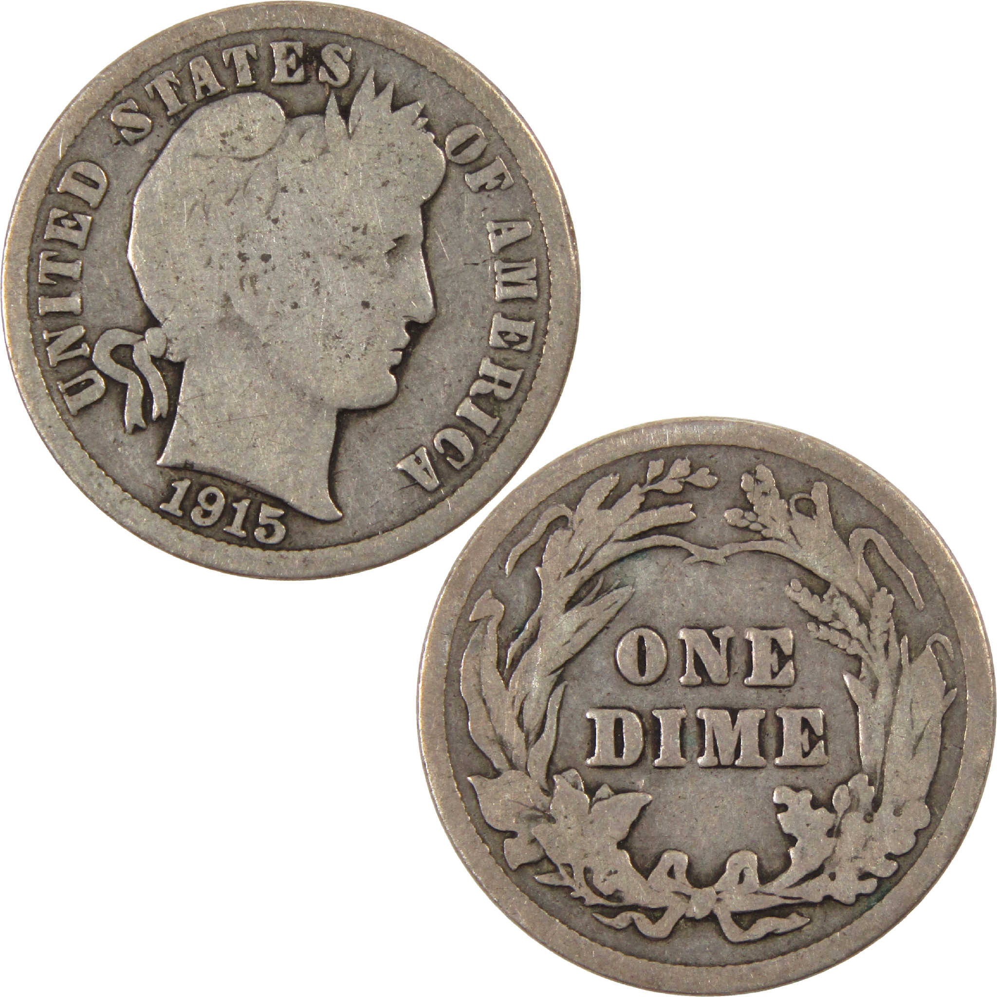 1915 Barber Dime G Good Silver 10c Coin