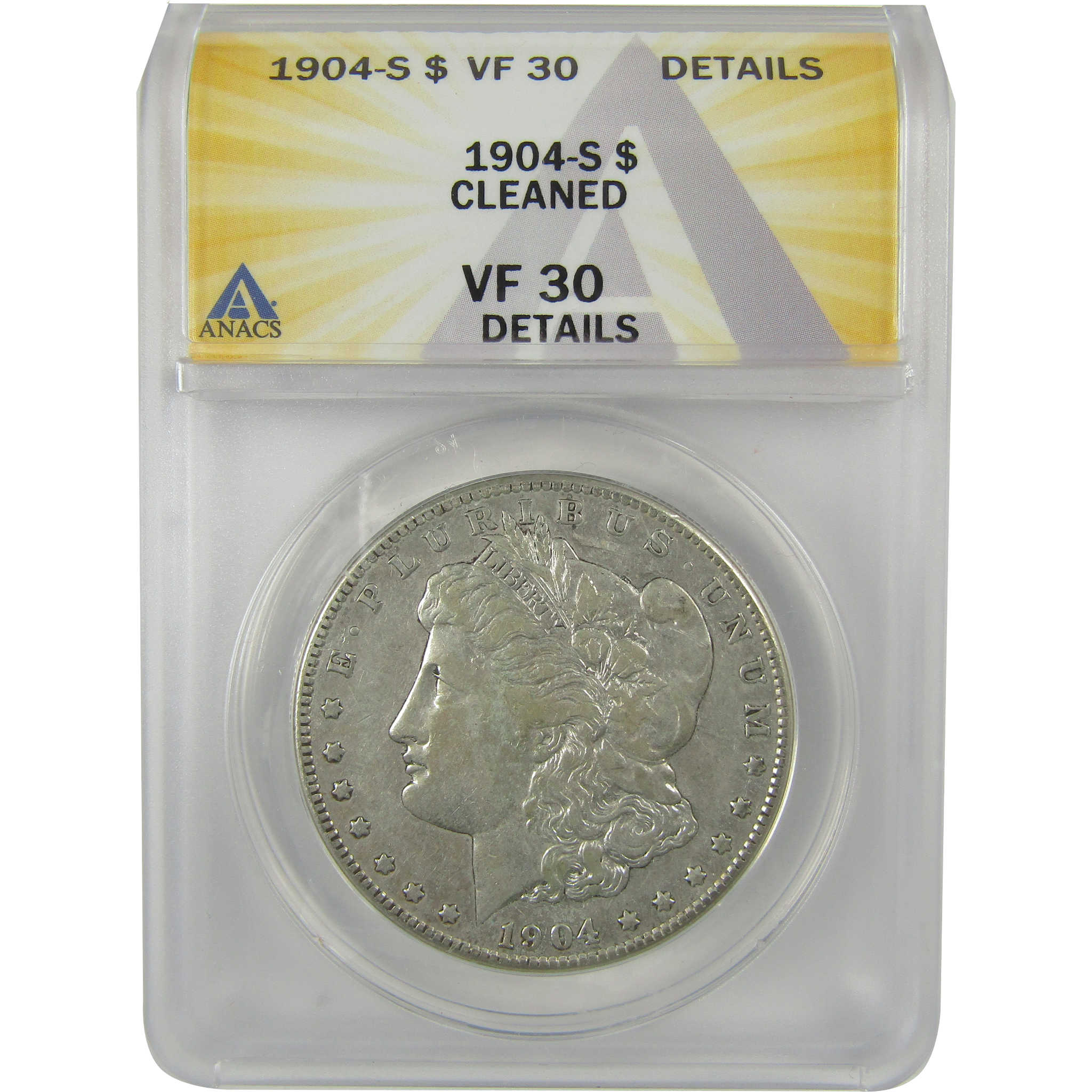 1904 S Morgan Dollar VF 30 Details ANACS Silver $1 Coin SKU:I21163 - Morgan coin - Morgan silver dollar - Morgan silver dollar for sale - Profile Coins &amp; Collectibles