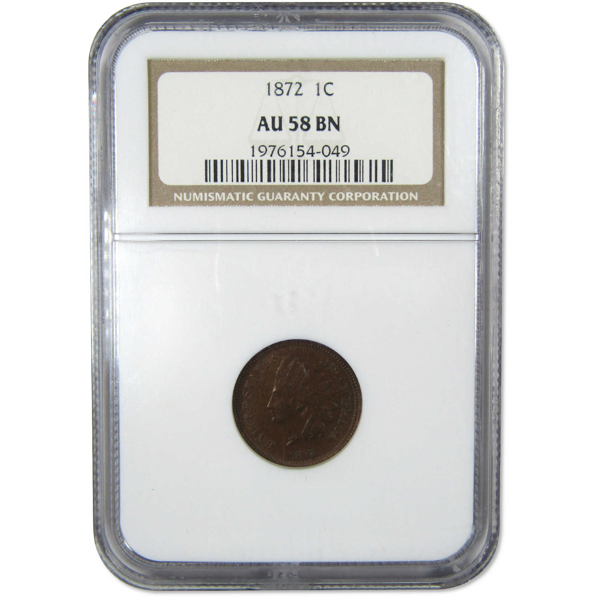 1872 Indian Head Cent AU 58 BN NGC Penny 1c Coin Collectible