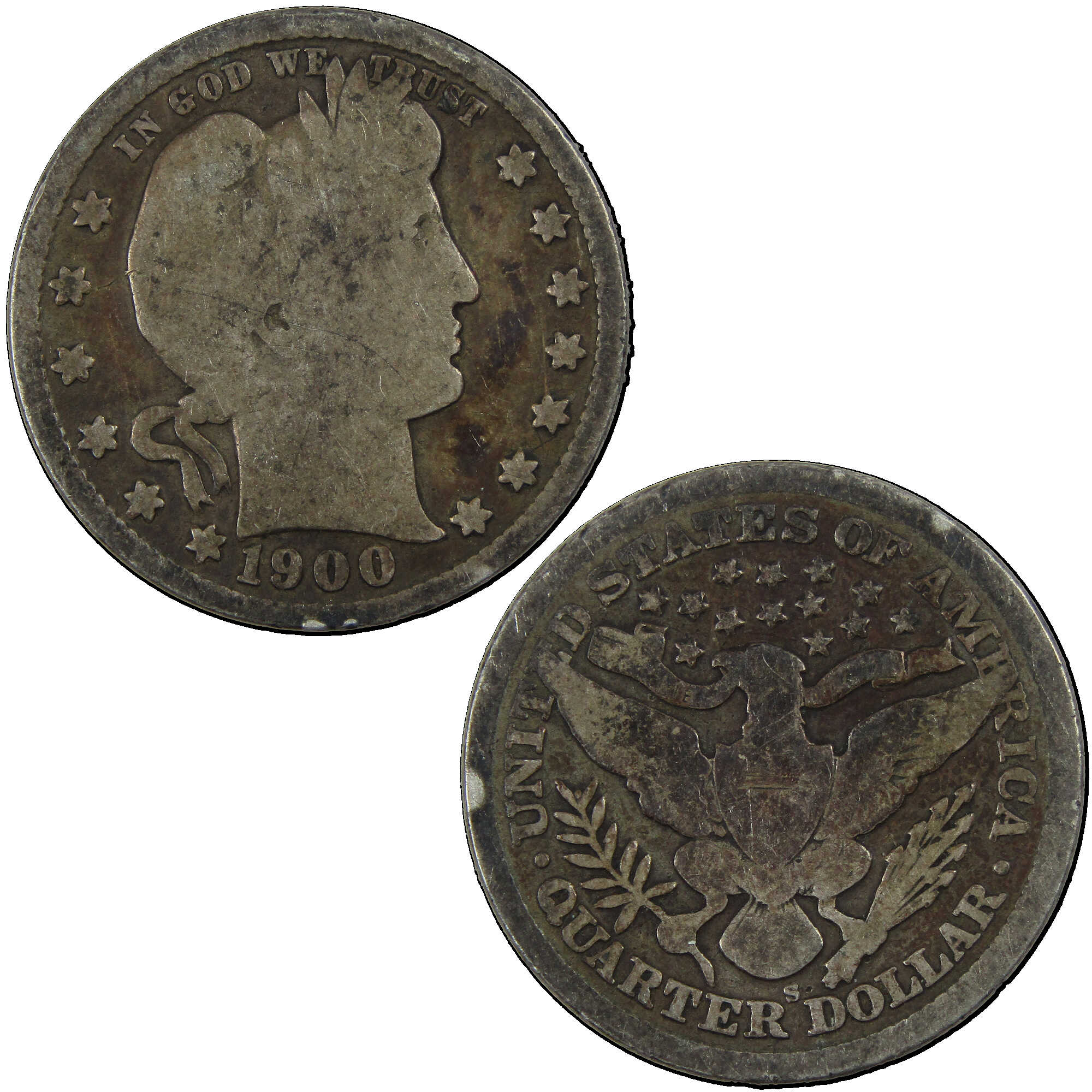 1900 S Barber Quarter G Good Silver 25c Coin SKU:I12737