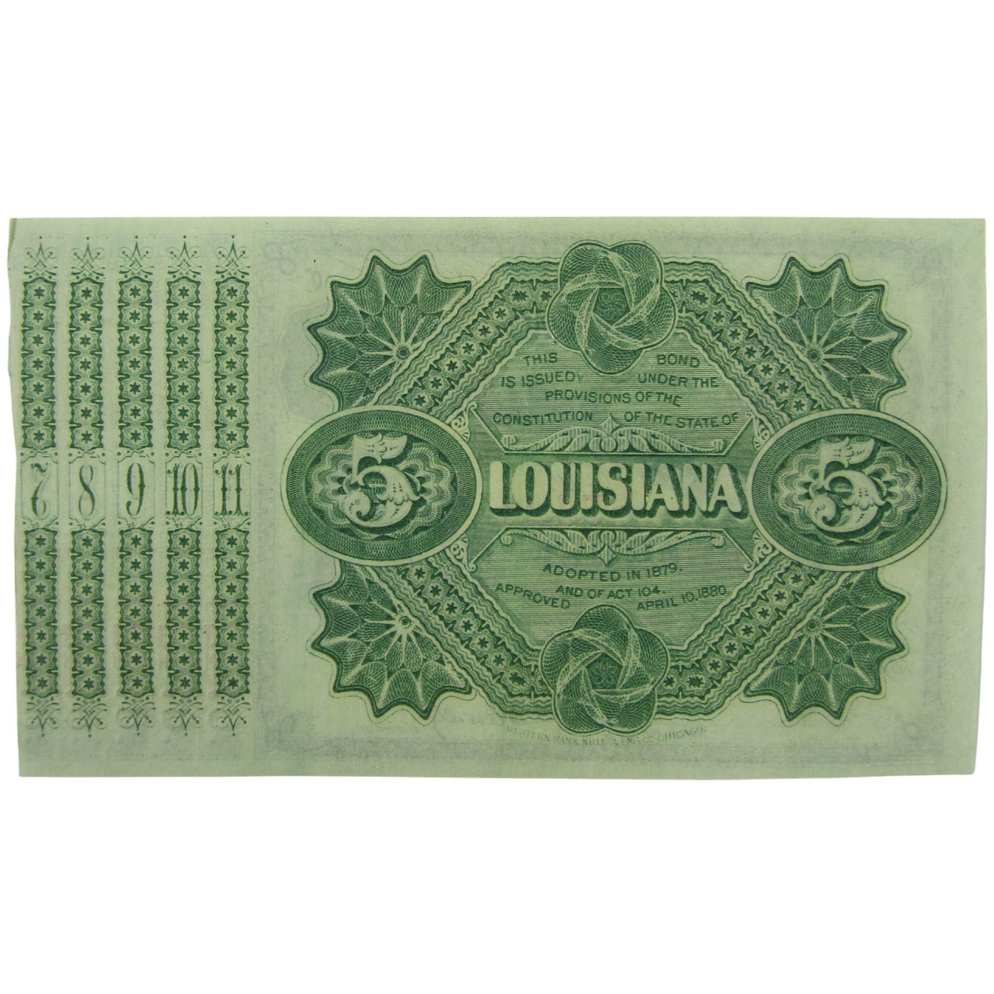 1878 $5 Louisiana Interest Bearing Baby Bond Circulated SKU:I25989