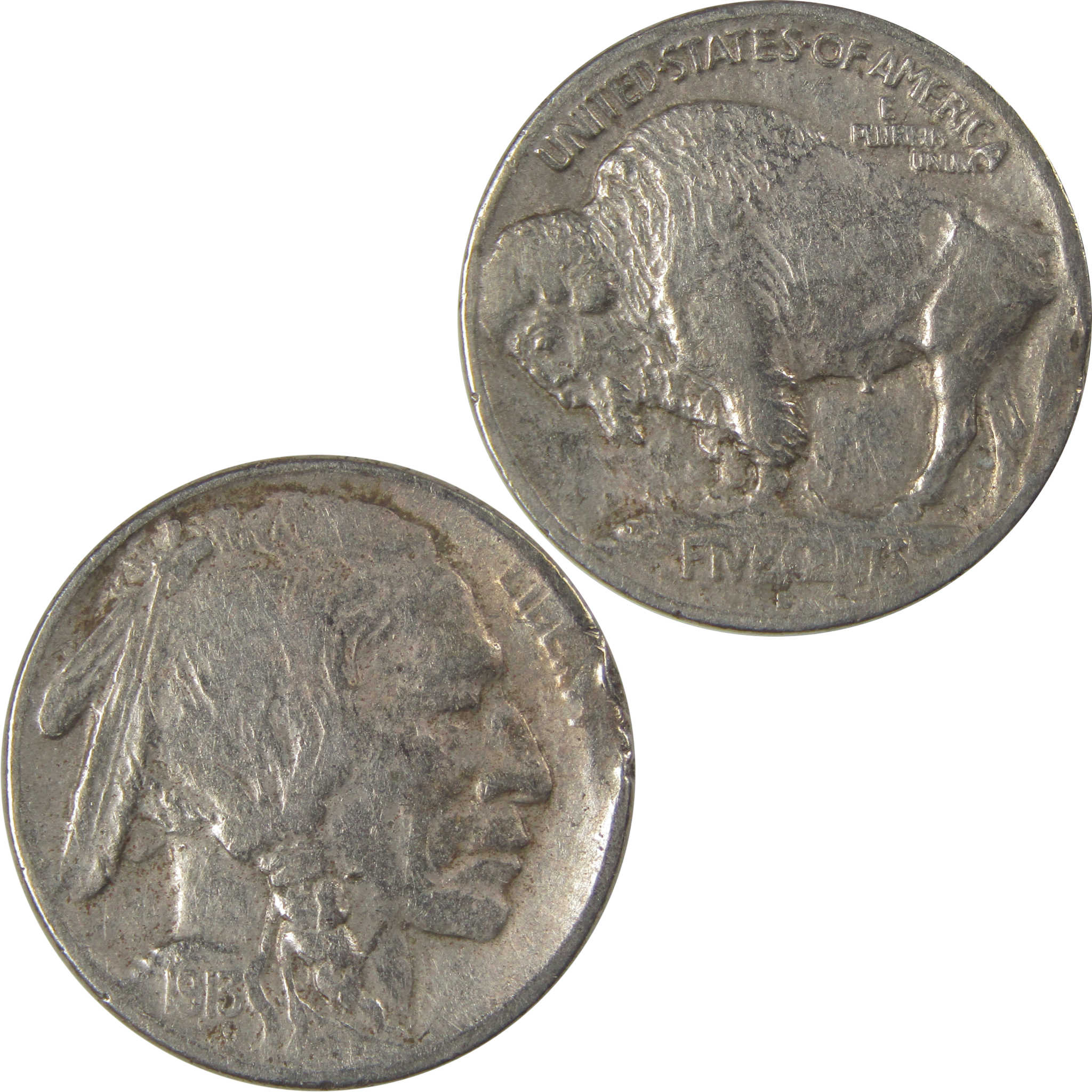 1913 S Type 1 Indian Head Buffalo Nickel F Fine Details SKU:I22917