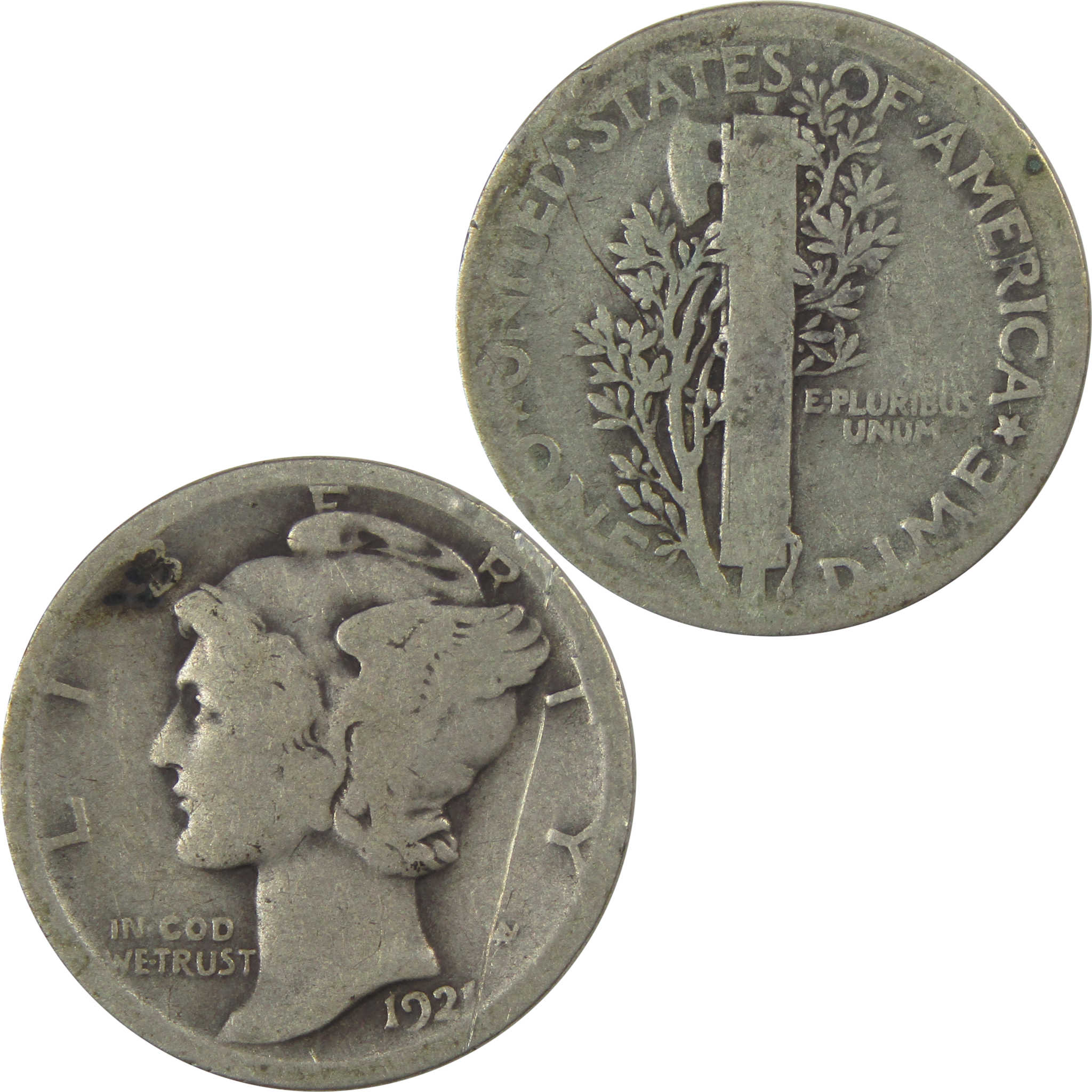 1921 Mercury Dime G Good Silver 10c Coin SKU:I22420