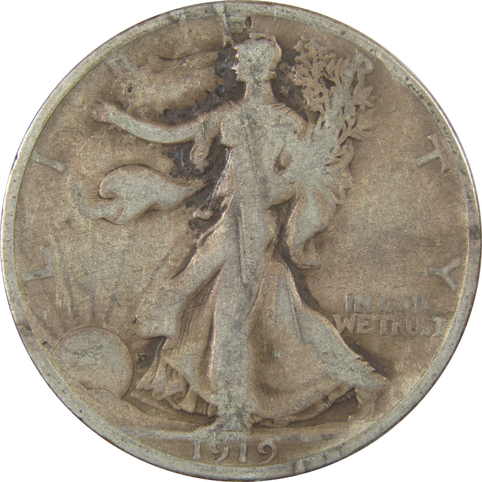 1919 D Liberty Walking Silver 50c VG Very Good Details SKU:I24131