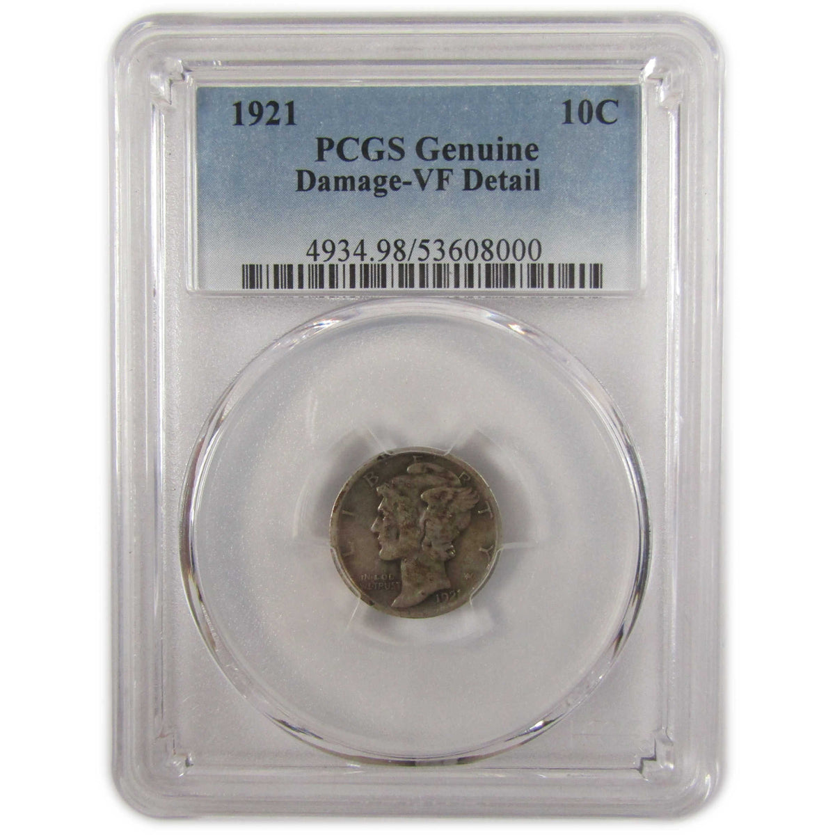 1921 Mercury Silver Dime VF Details PCGS 10c Coin SKU:I29347