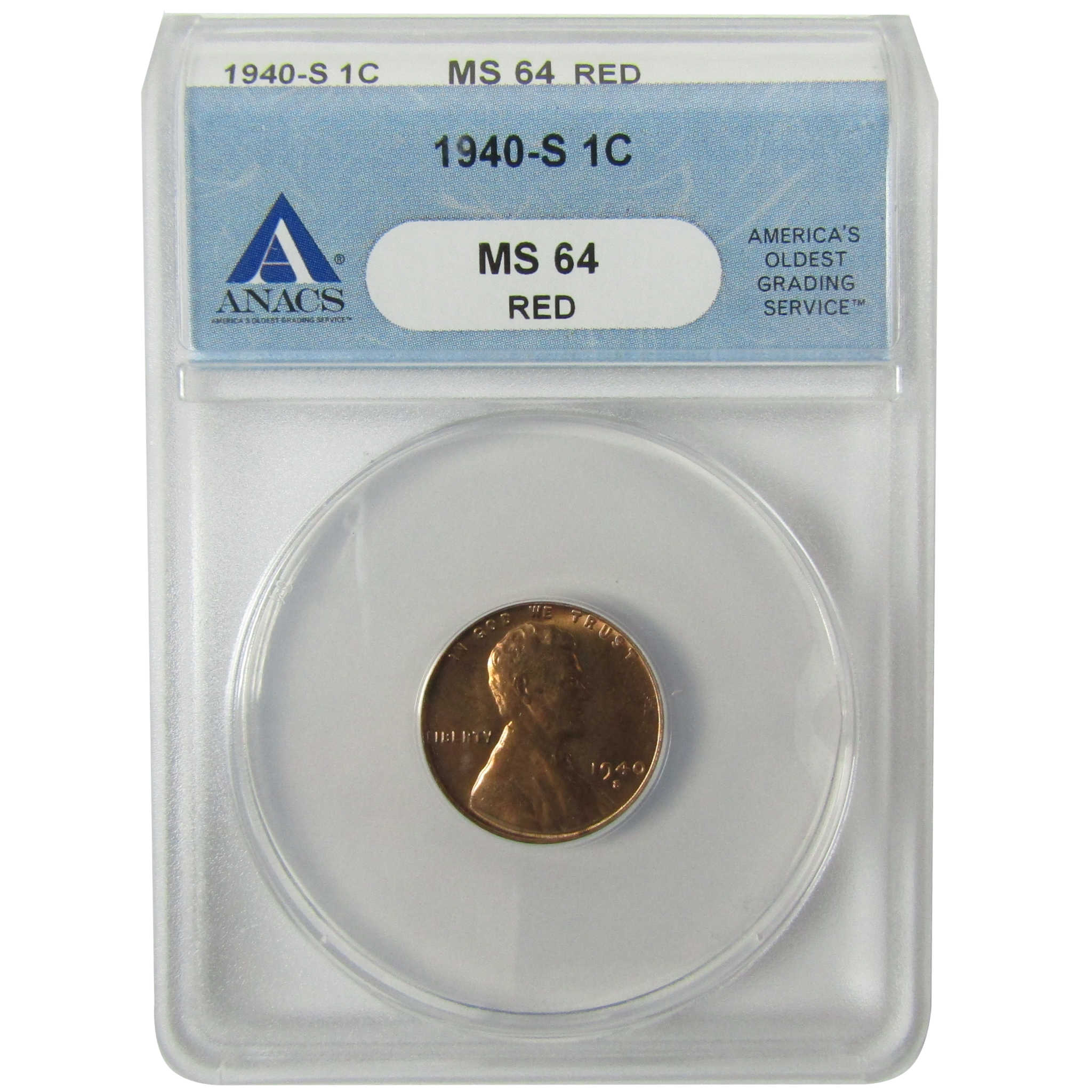 1940 S Lincoln Wheat Cent MS 64 RD ANACS Penny 1c Coin SKU:I28436
