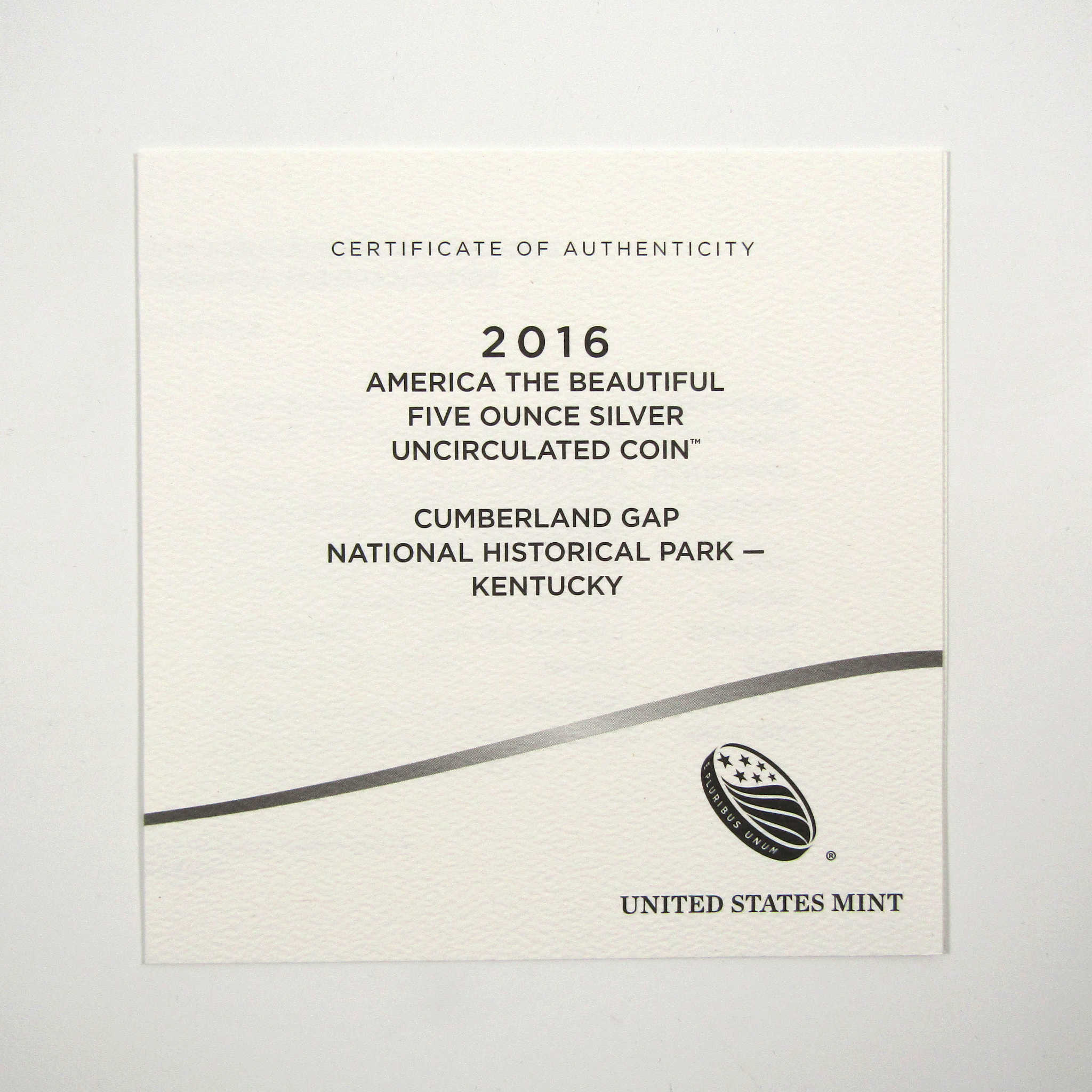 2016 P Cumberland Gap National Park 5 oz Silver OGP COA SKU:CPC2561