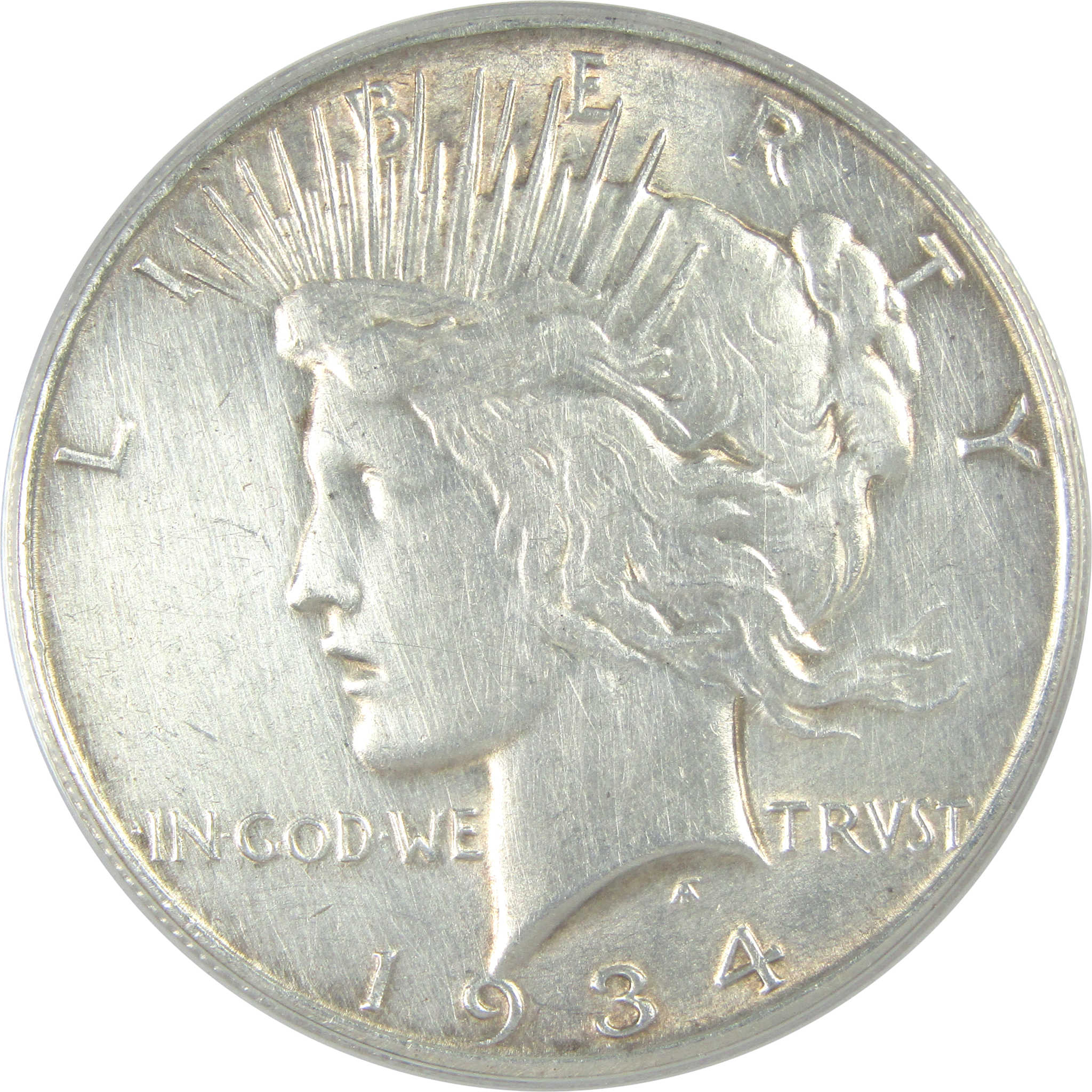 1934 S Peace Dollar AU 50 Details ANACS Silver $1 Coin SKU:I16251