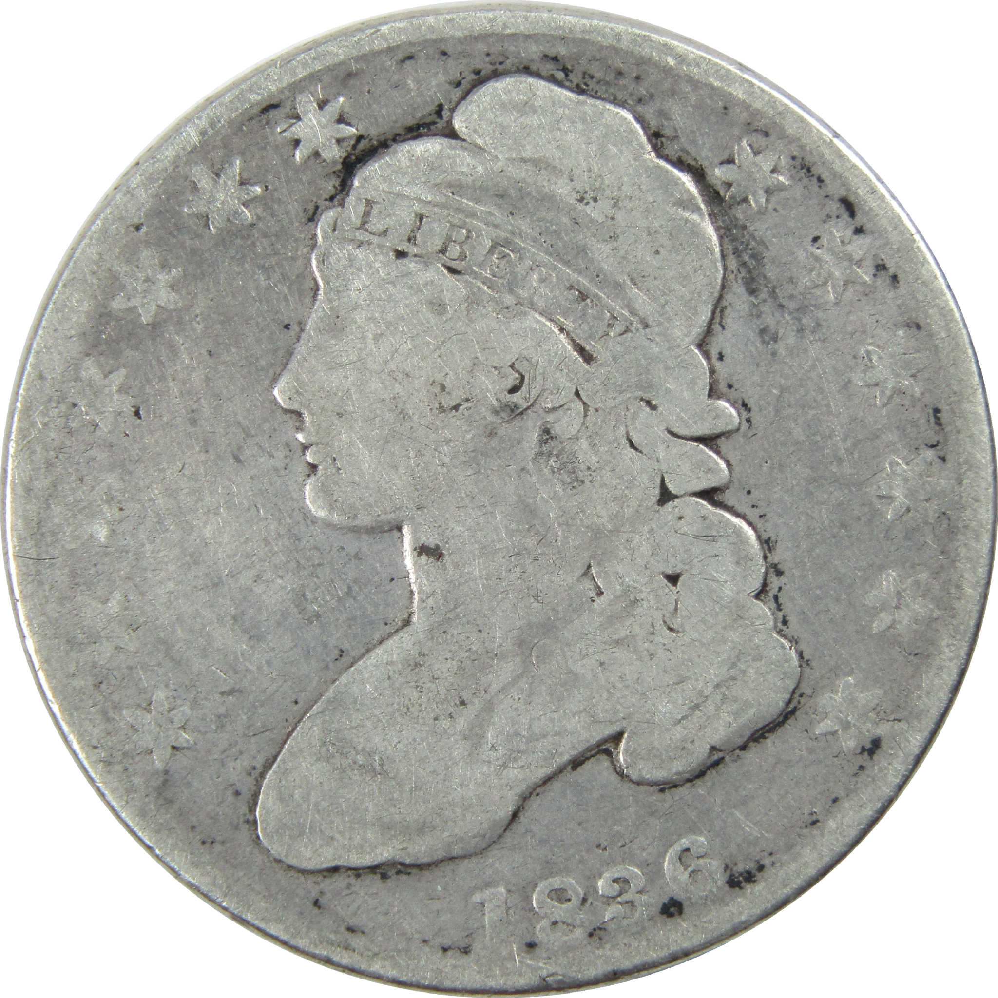 1836 Lettered Edge Capped Bust Half Dollar AG Silver 50c Coin SKU:I11763