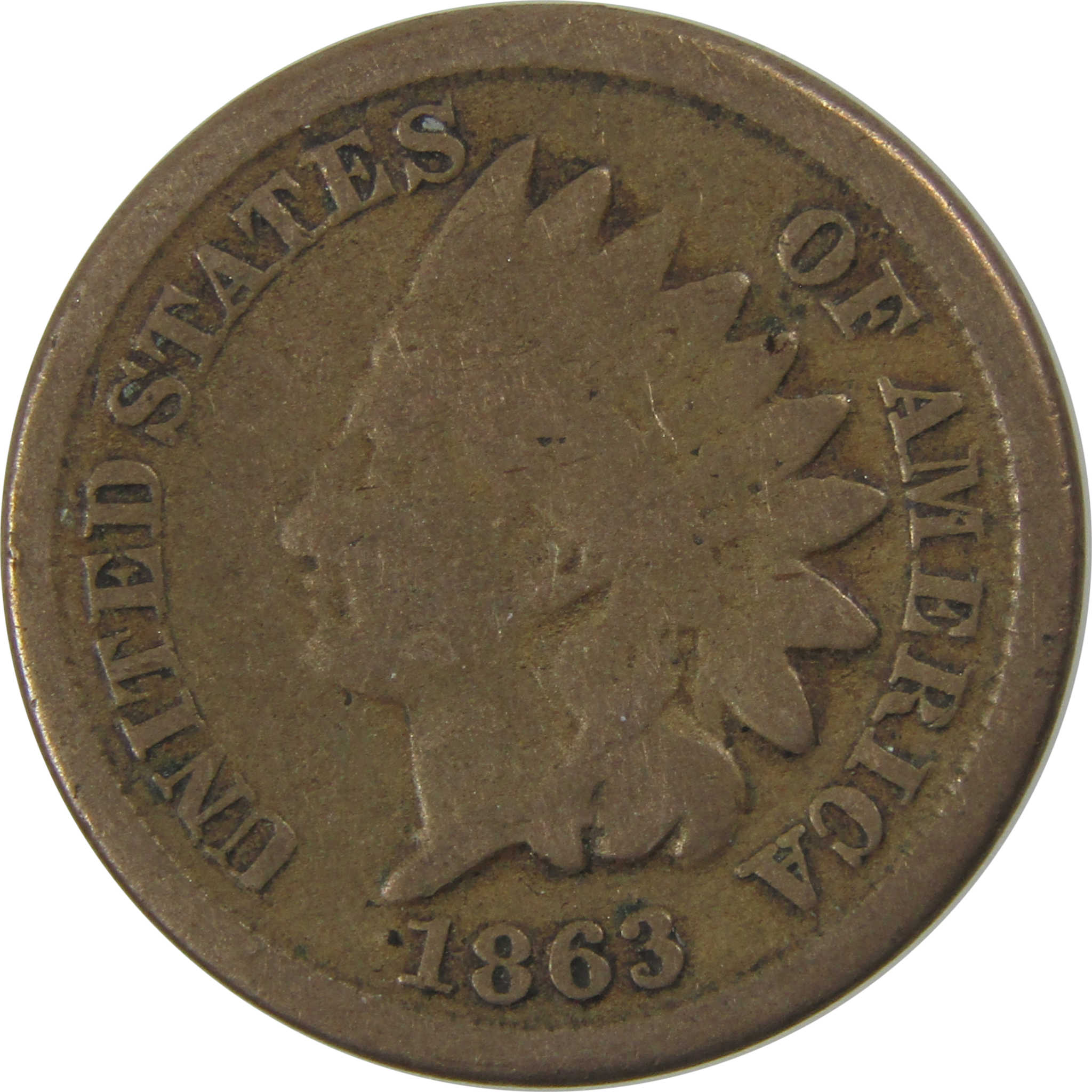 1863 Indian Head Cent G Good Penny 1c Coin Collectible SKU:I24296