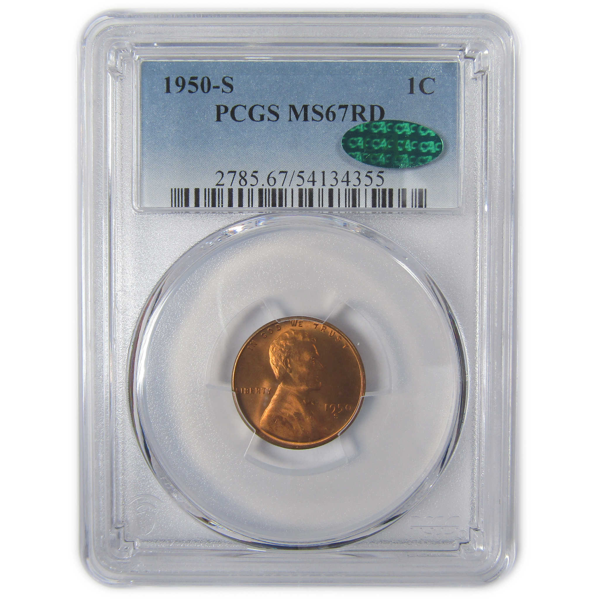 1950 S Lincoln Wheat Cent MS 67 RD PCGS CAC Uncirculated SKU:I23340