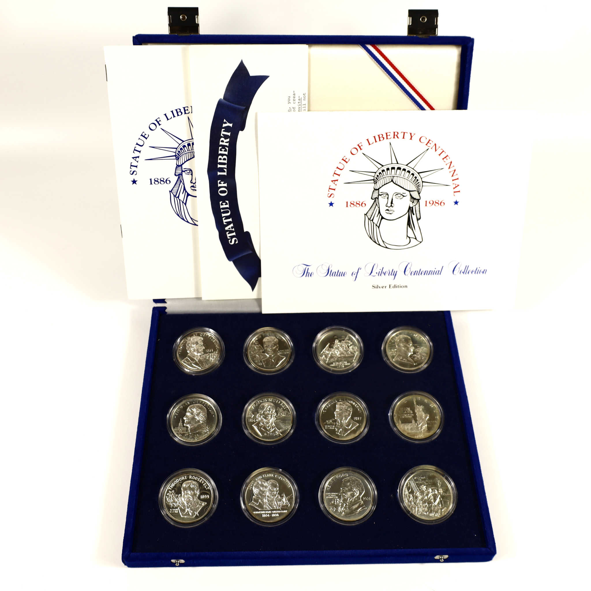 1986 Statue of Liberty Centennial 12 pc Silver Round Set SKU:CPC5038