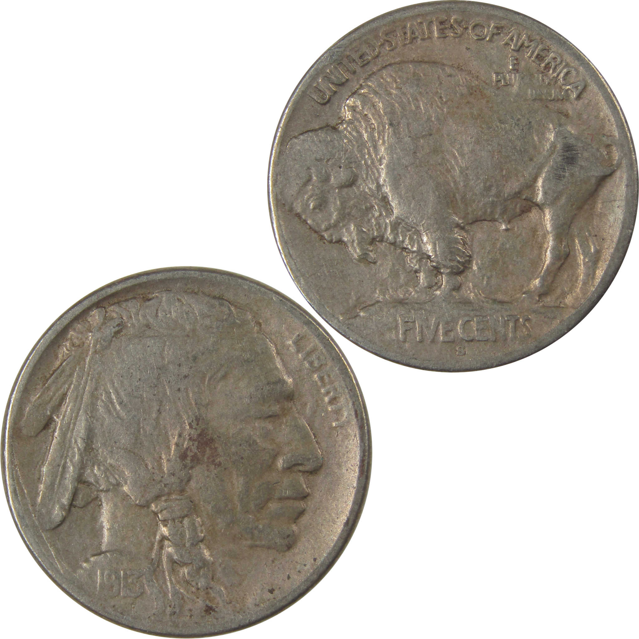 1913 S Type 1 Indian Head Buffalo Nickel F Fine Details SKU:I22916