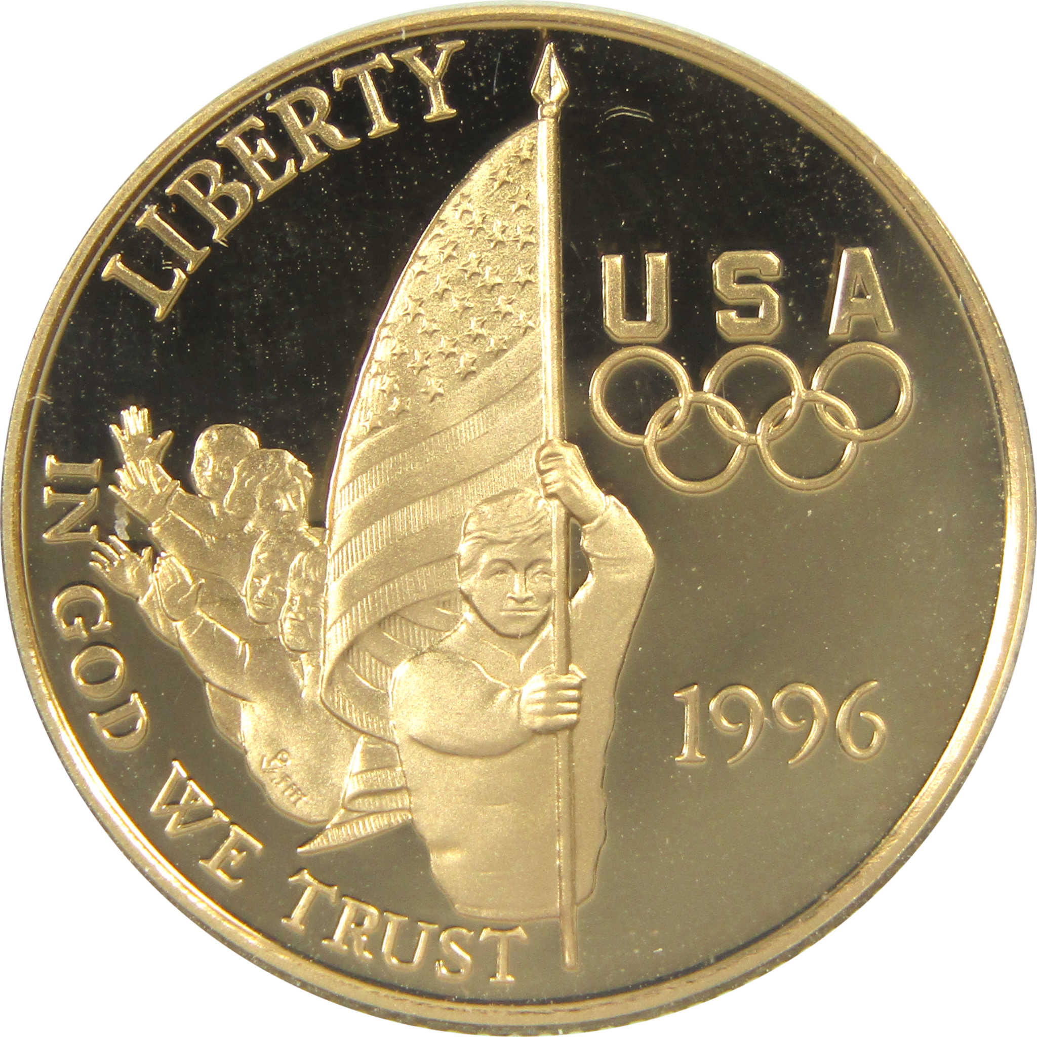 Atlanta Olympic Games Flag Bearer Commemorative 1996 W Proof Gold $5