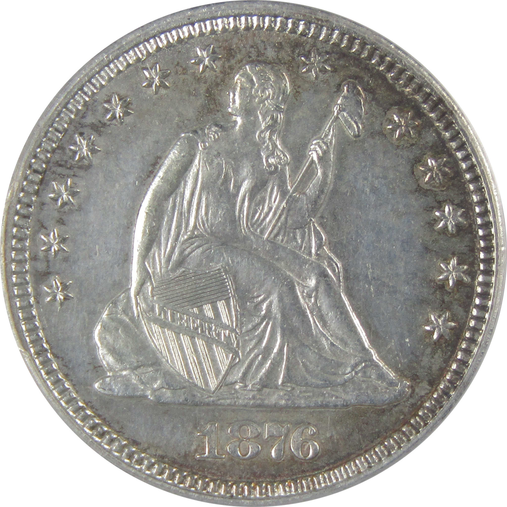 1876 Seated Liberty Quarter AU 55 ANACS Silver 25c Coin SKU:CP141