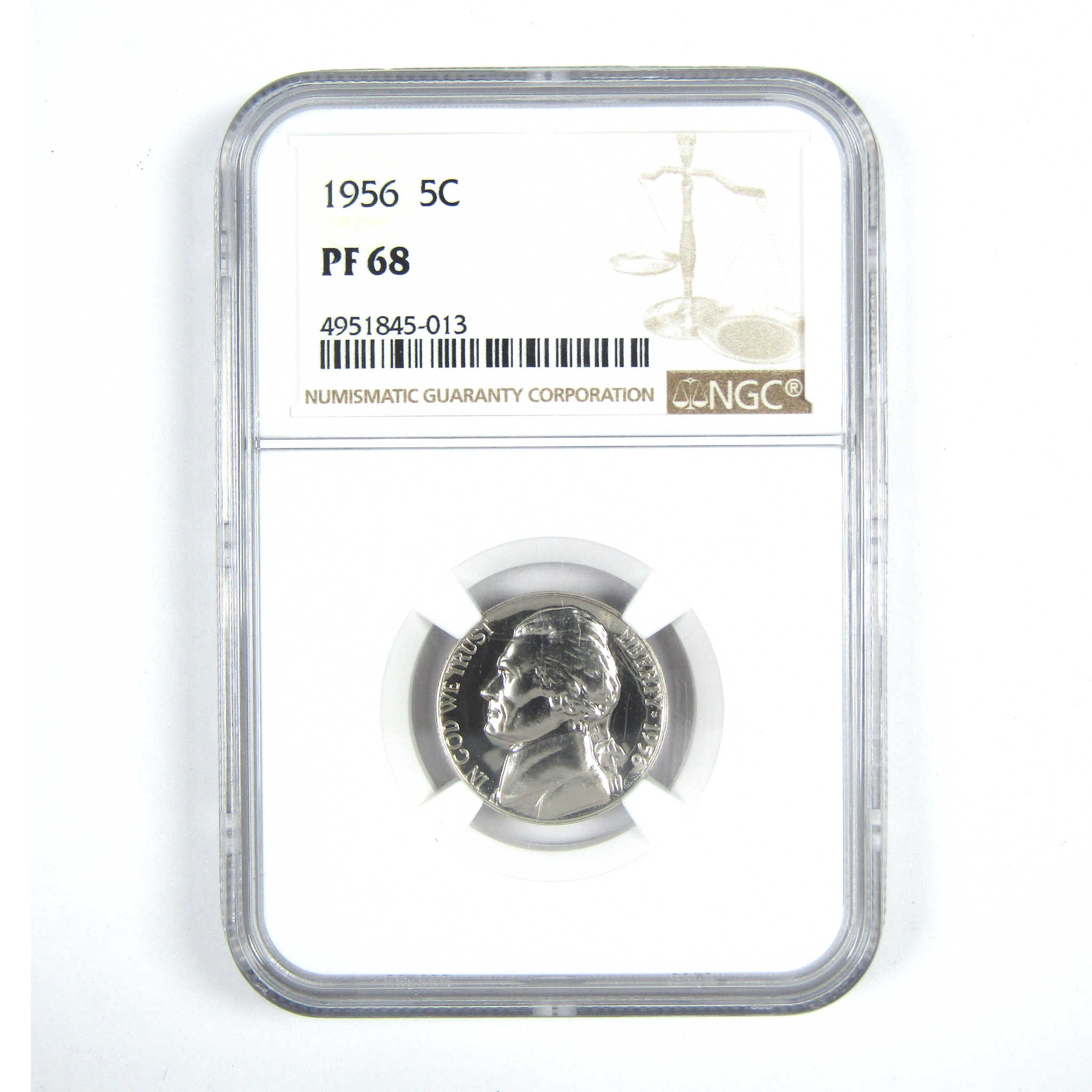 1956 Jefferson Nickel PF 68 NGC 5c Proof Coin SKU:CPC8578