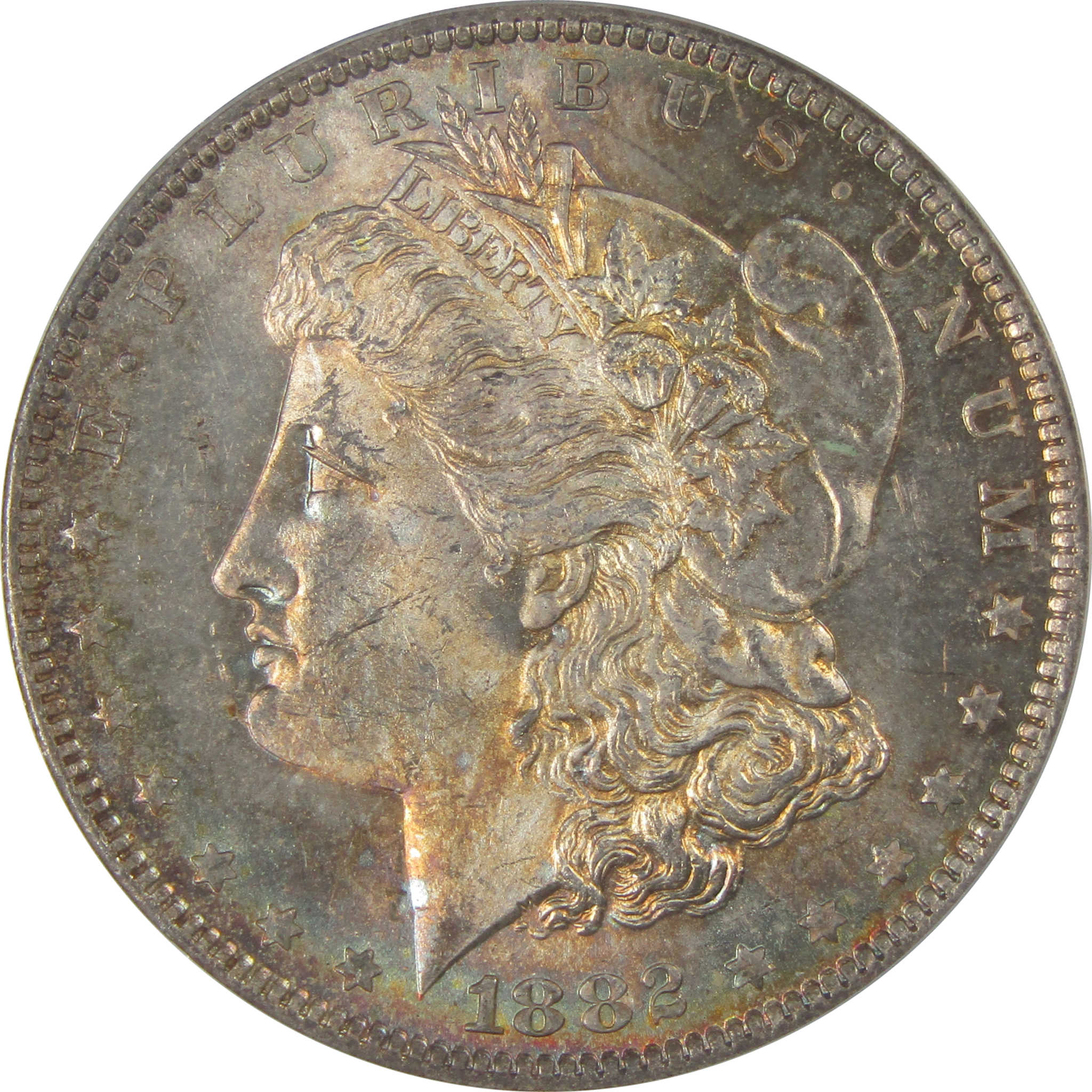 1882 O Morgan Dollar MS 63 ANACS Silver Toned Obverse SKU:CP188