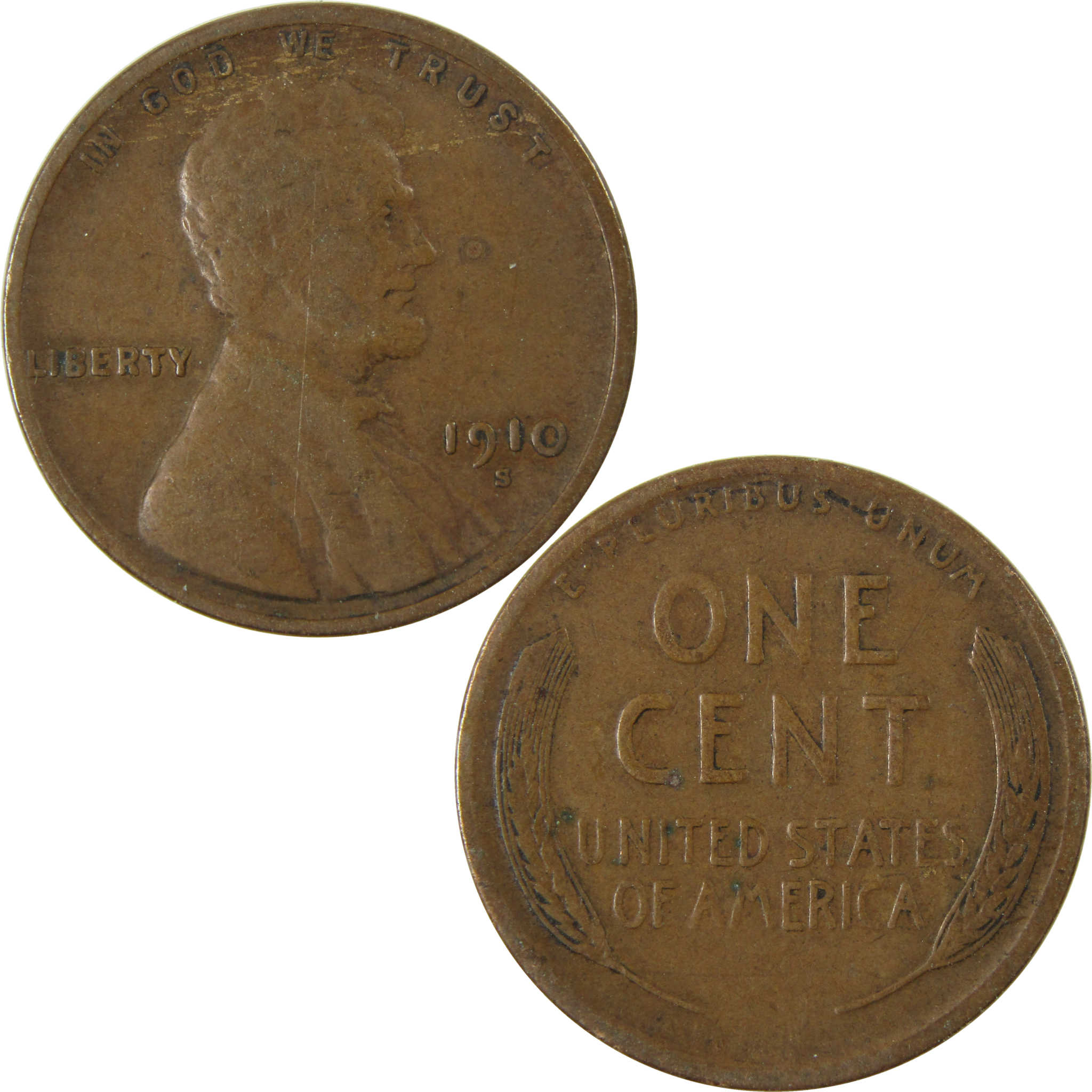 1910 S Lincoln Wheat Cent VF Very Fine Penny 1c Coin SKU:I28145