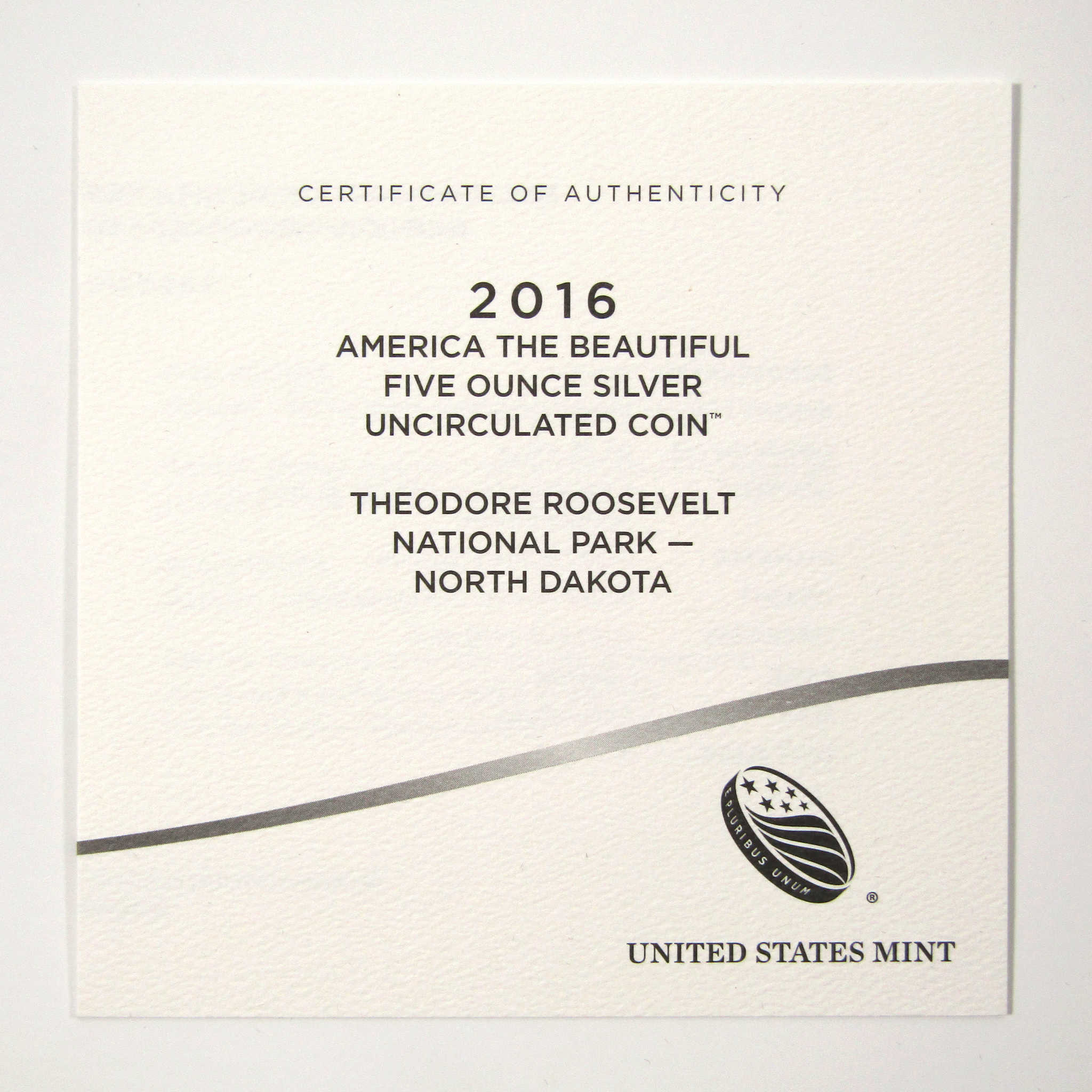 2016 P Theodore Roosevelt Park 5 oz Silver OGP COA SKU:CPC2541