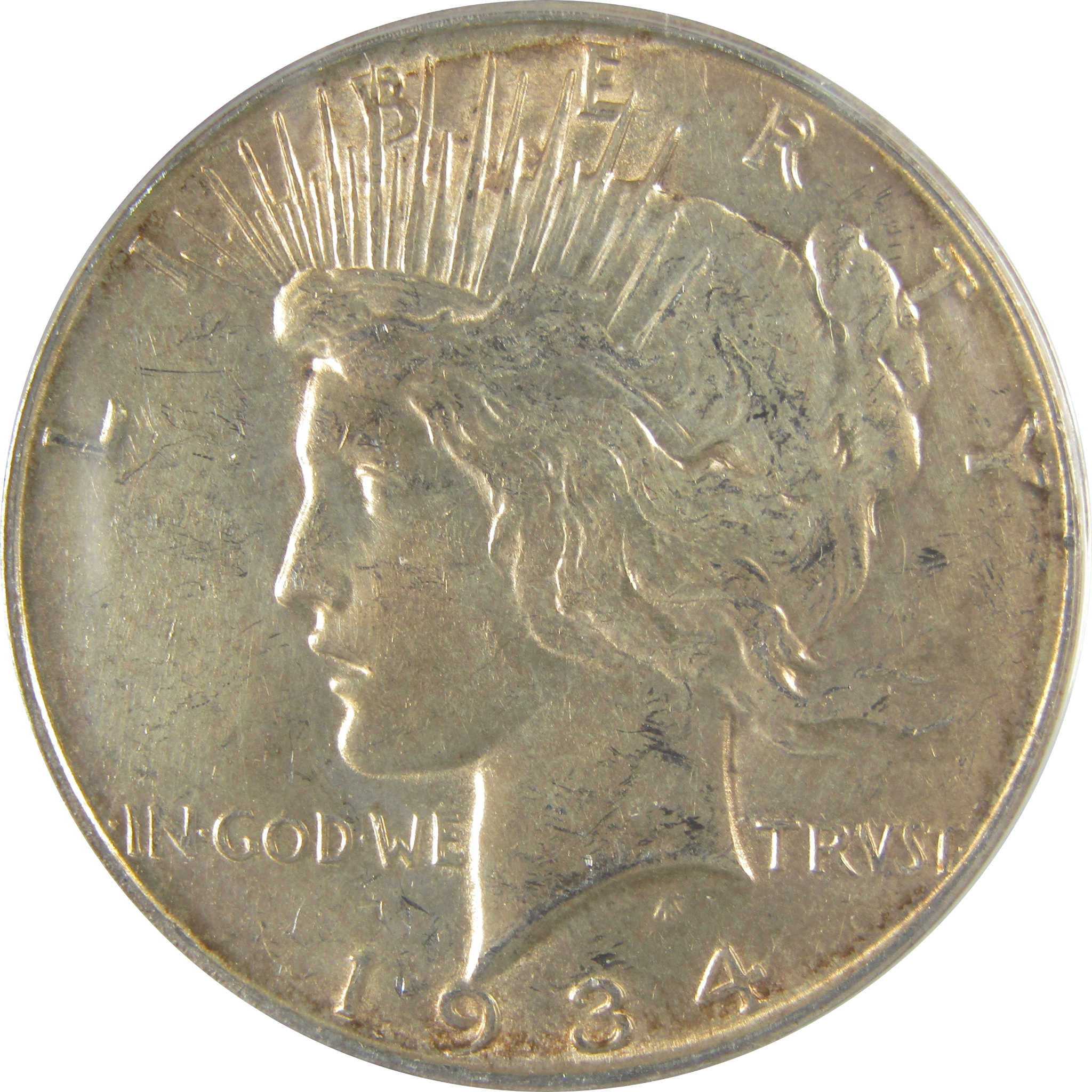 1934 D Peace Dollar AU 53 Details ANACS Silver $1 Coin SKU:I21590