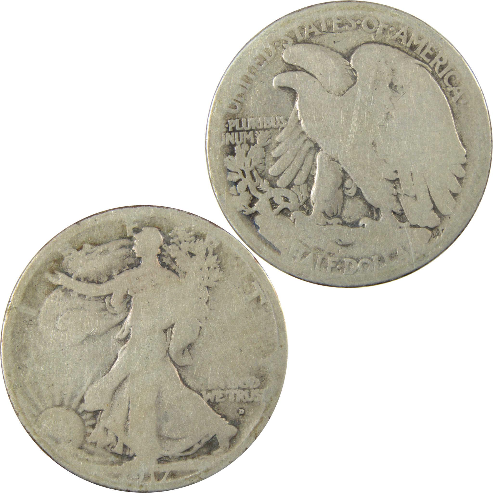 1917 D Obverse Liberty Walking Silver 50c G Good Details SKU:CP1441