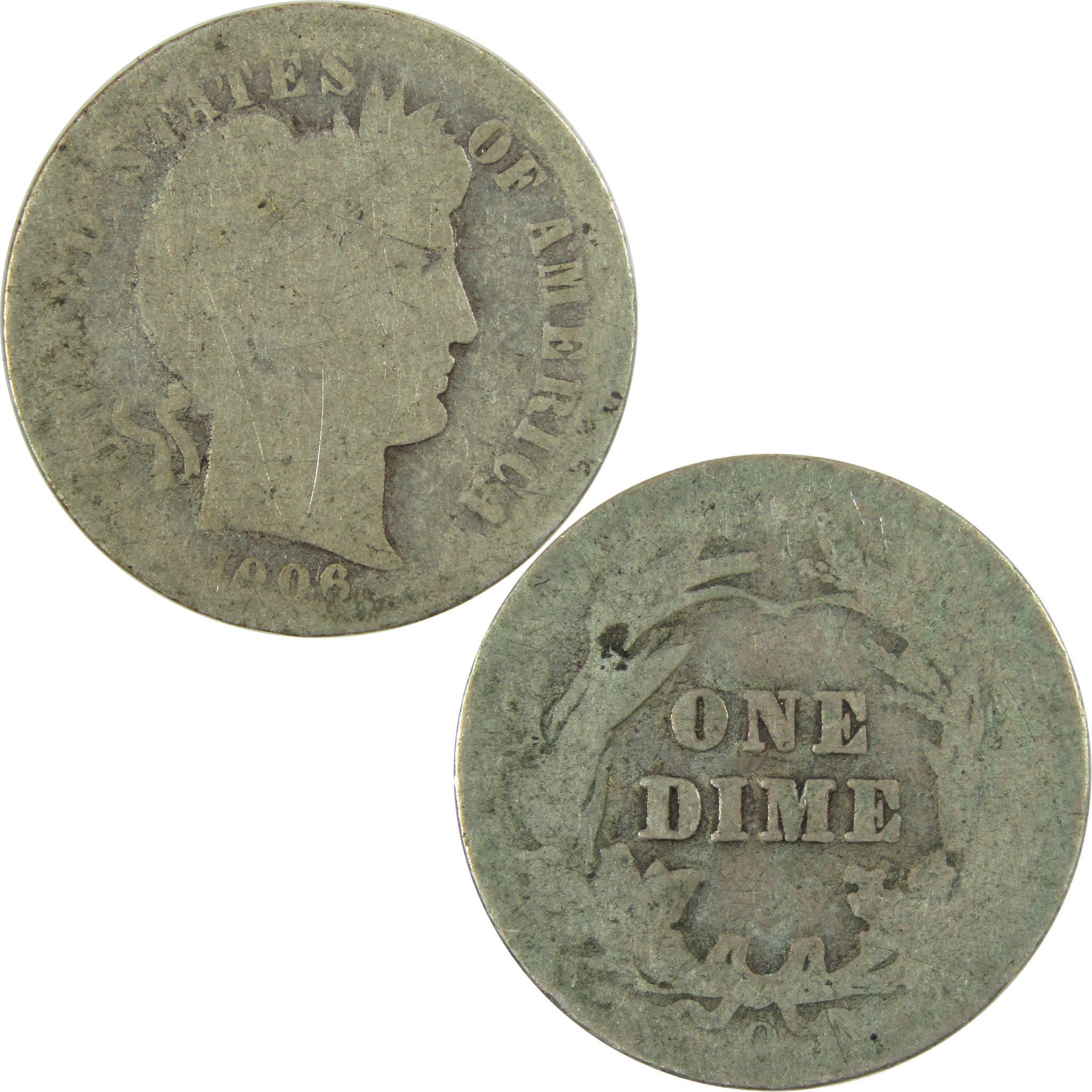 1906 O Barber Silver Dime AG About Good 10c Coin Collectible SKU:CP690