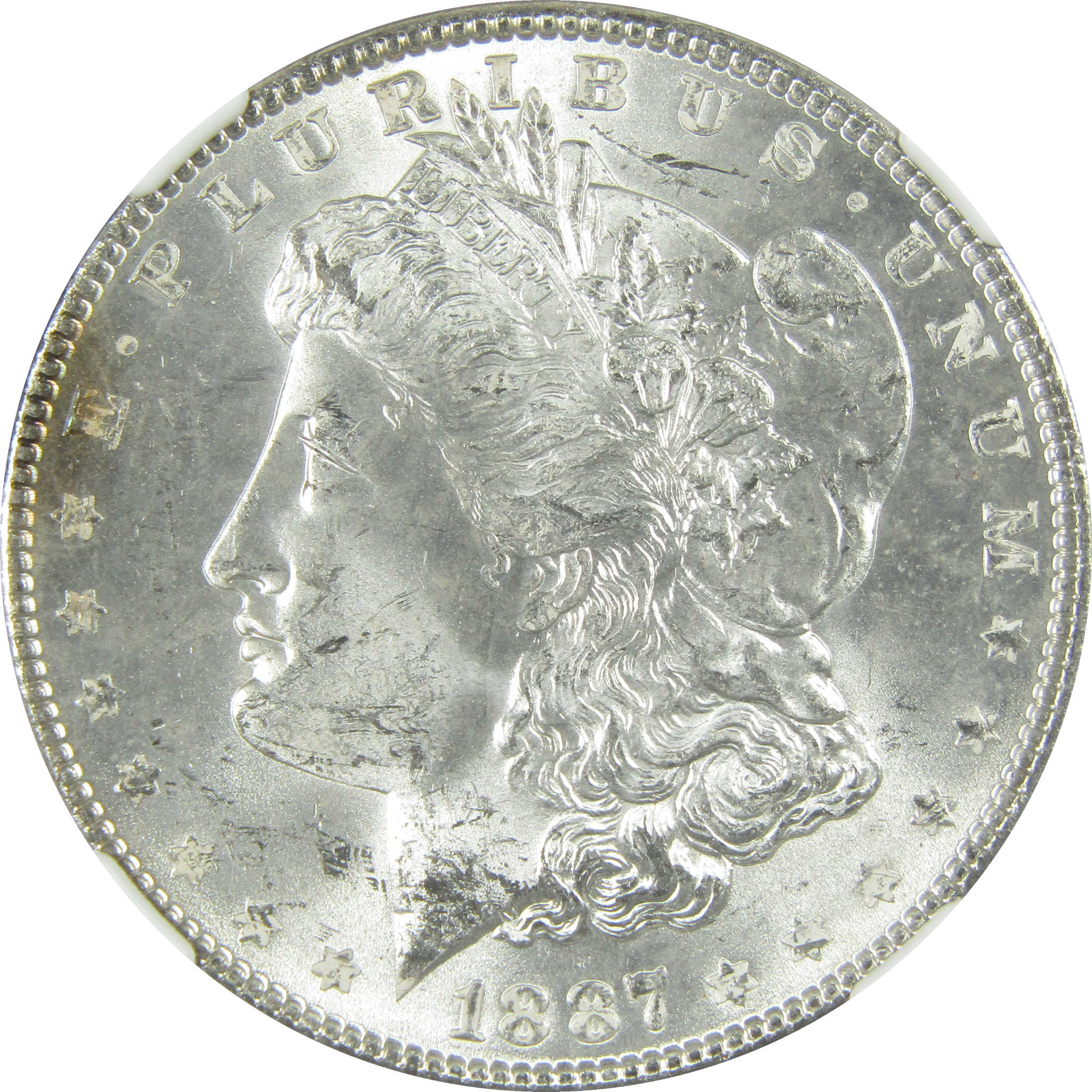 1887 Morgan Silver Dollar MS 63 NGC Uncirculated $1 Coin SKU:I27556