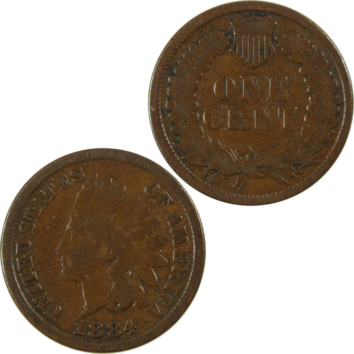 1884 Indian Head Cent G Good Details Penny 1c Coin SKU:I28637
