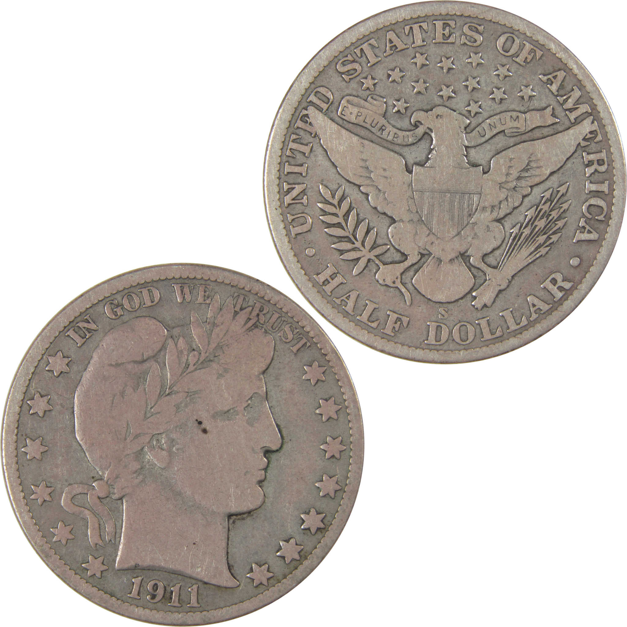 1911 S Barber Half Dollar VG Very Good Silver 50c Coin SKU:I22763