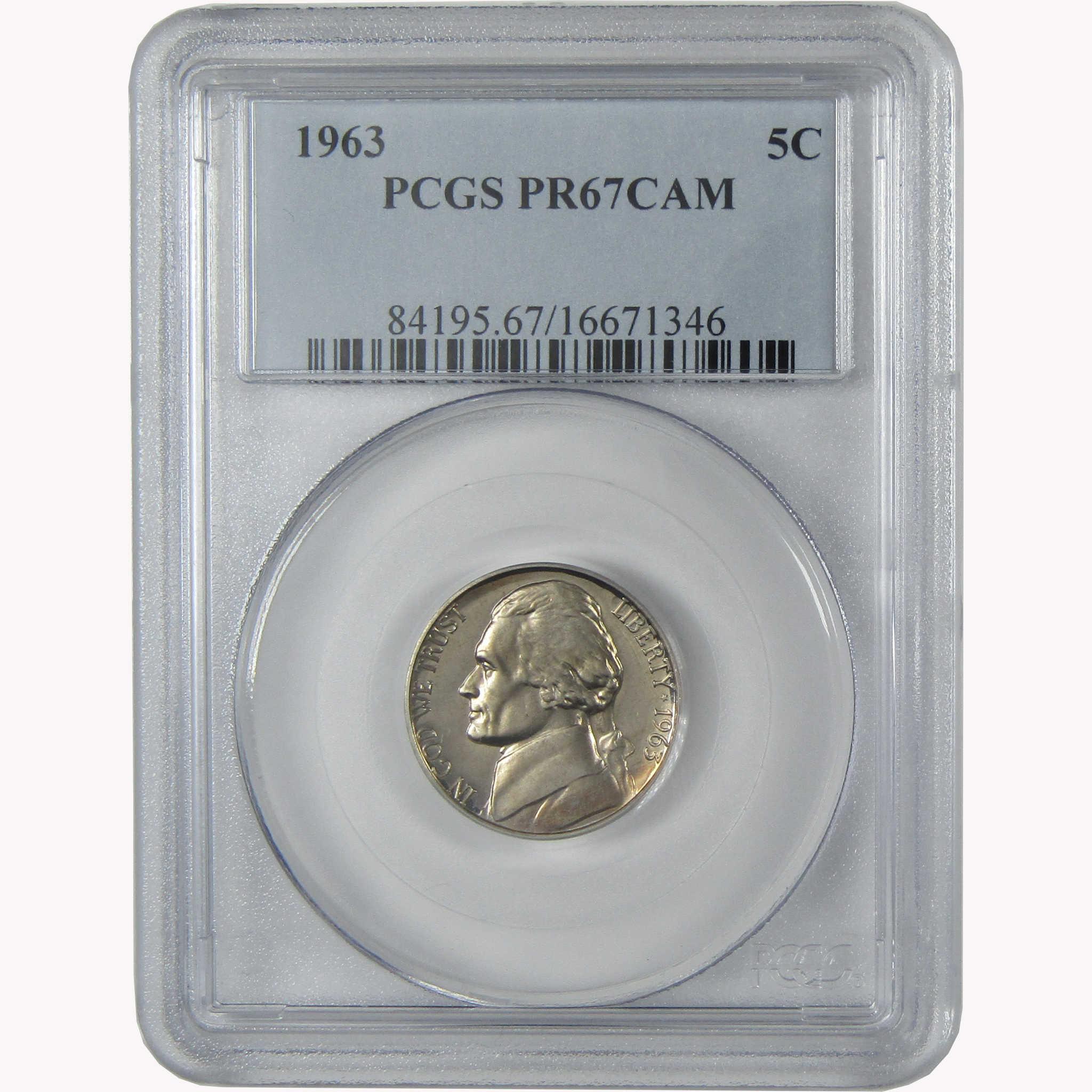 1963 Jefferson Nickel PR 67 CAM PCGS Proof 5c Coin SKU:I26444
