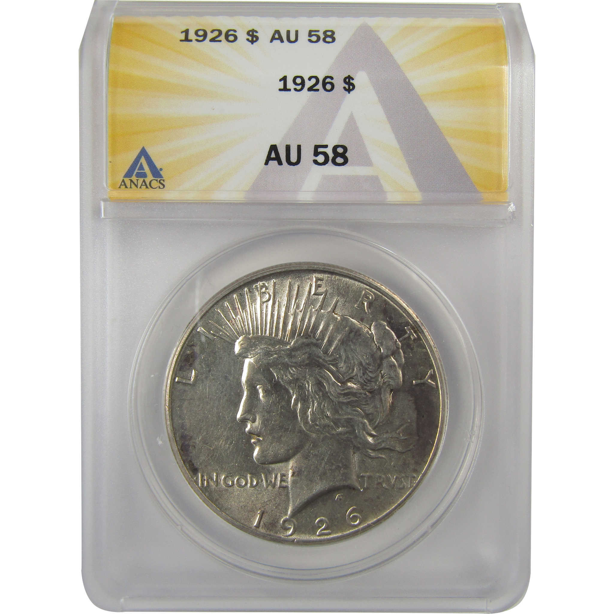 1926 Peace Dollar AU 58 ANACS Silver $1 Coin SKU:I20453