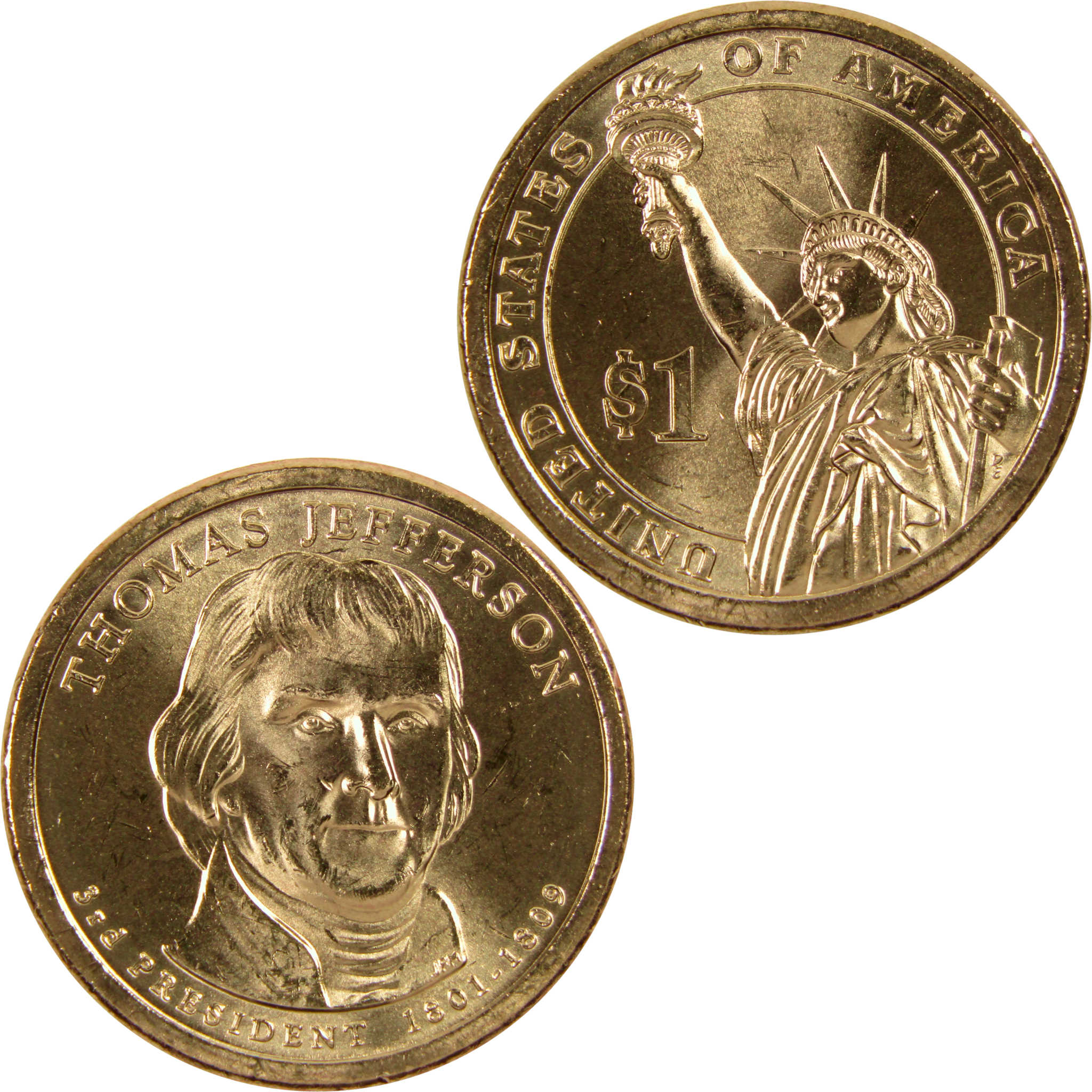 2007 P Thomas Jefferson Presidential Dollar BU Uncirculated $1 Coin
